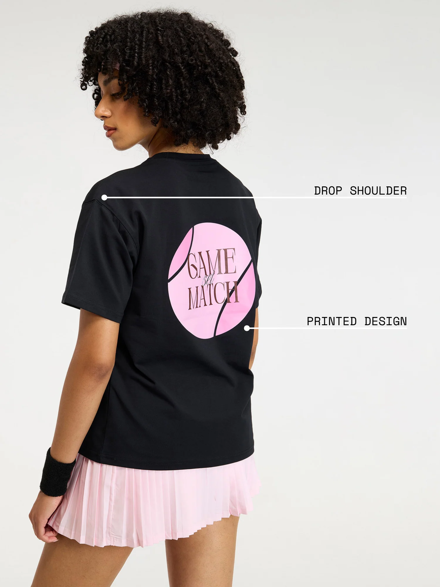 Black Serve Side Oversized Printed Tee - Women - Image 4