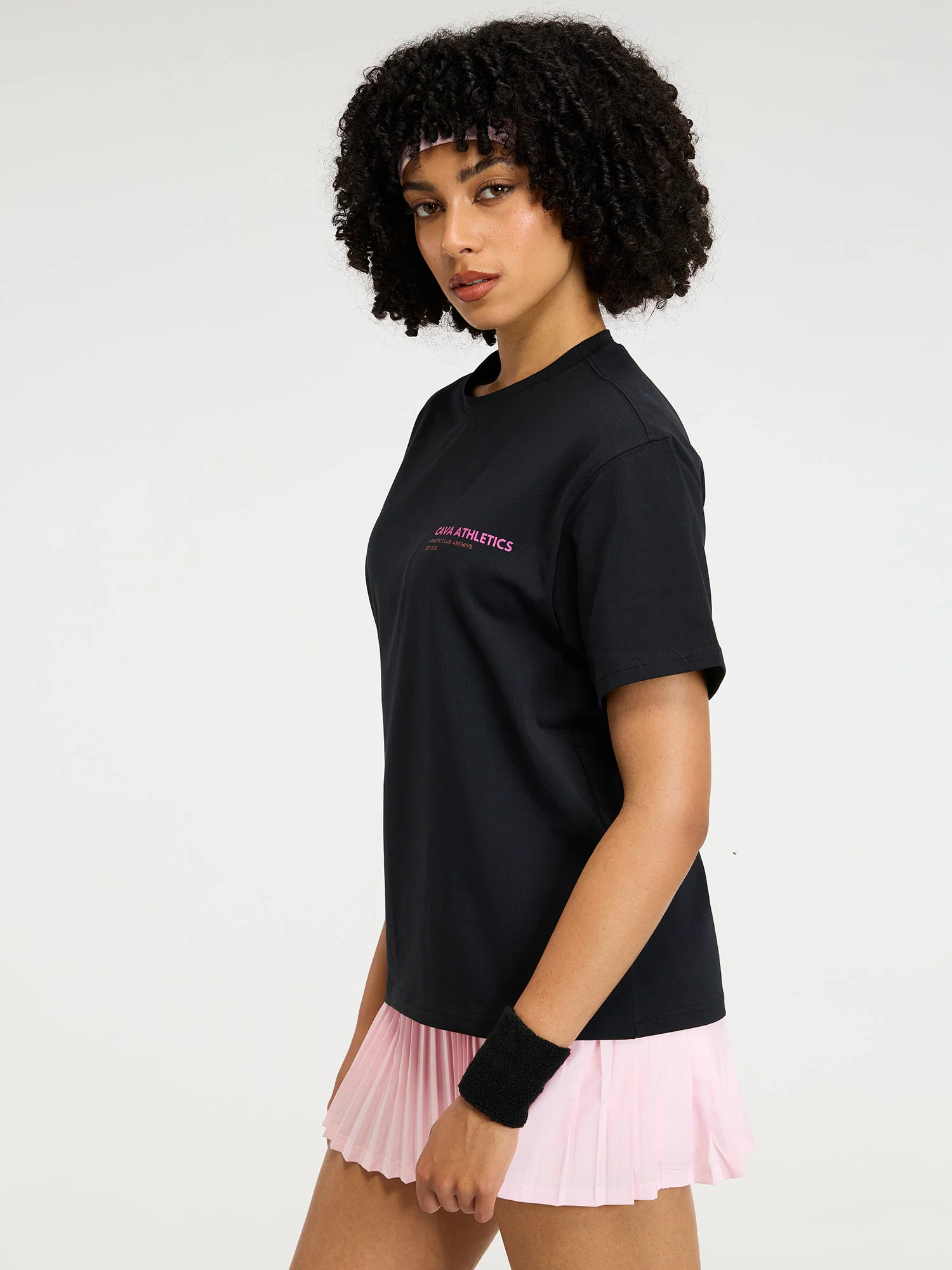 Black Serve Side Oversized Printed Tee - Women - Image 5
