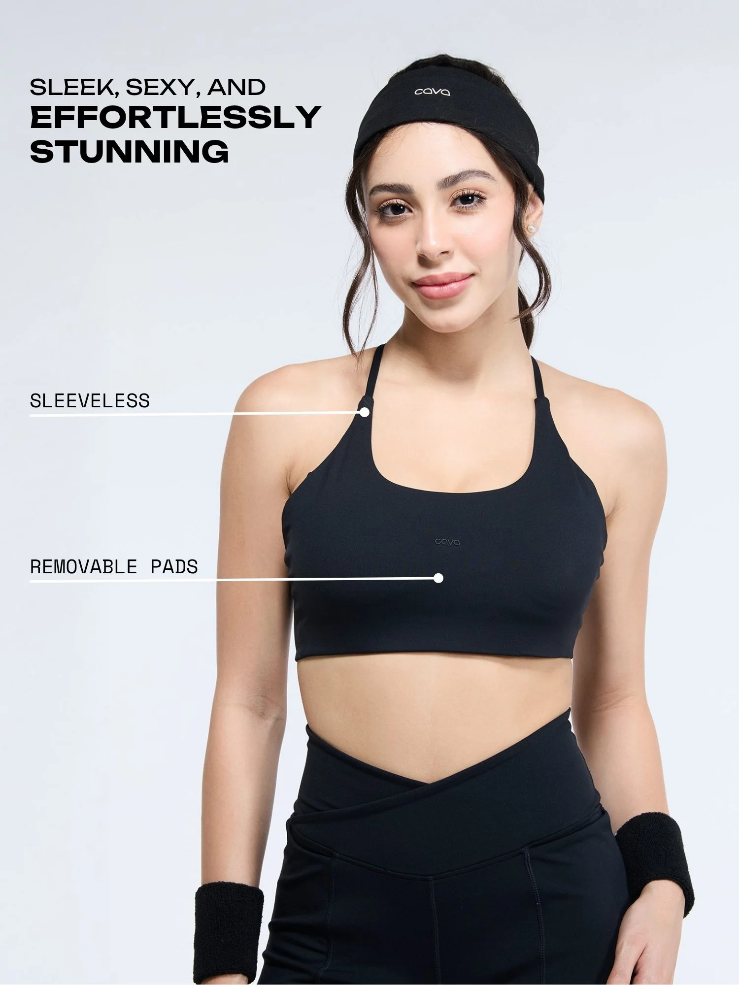 Black Strap Back Sports Bra - Image 3