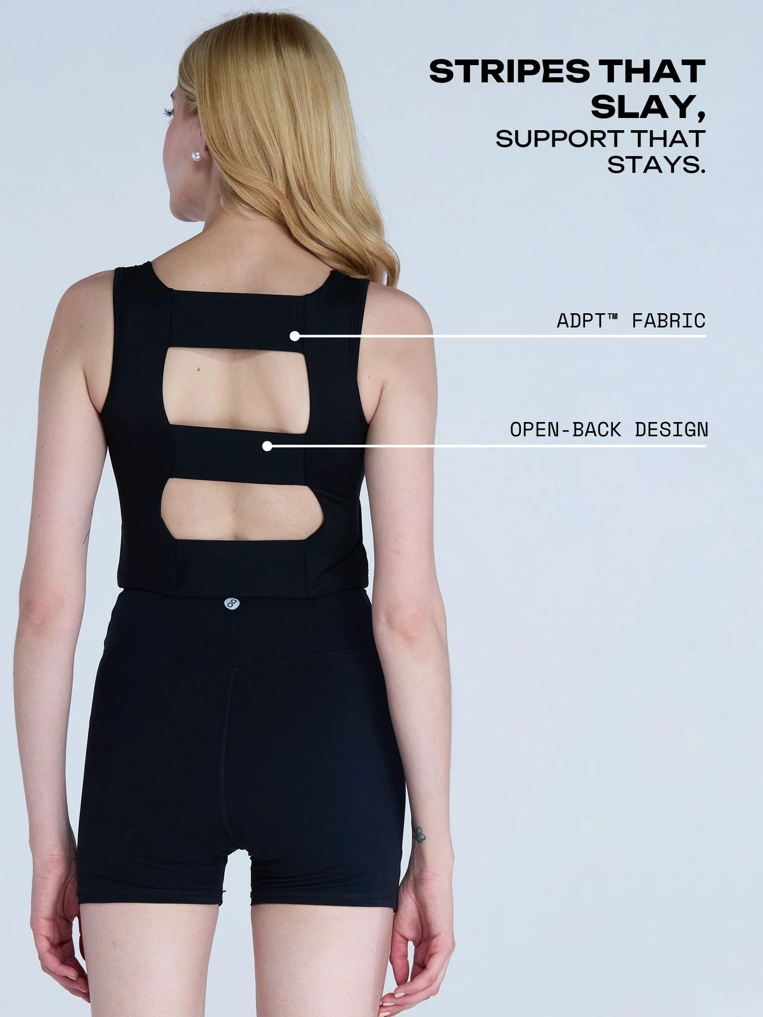 Black Striped Back Crop Tank - Image 3
