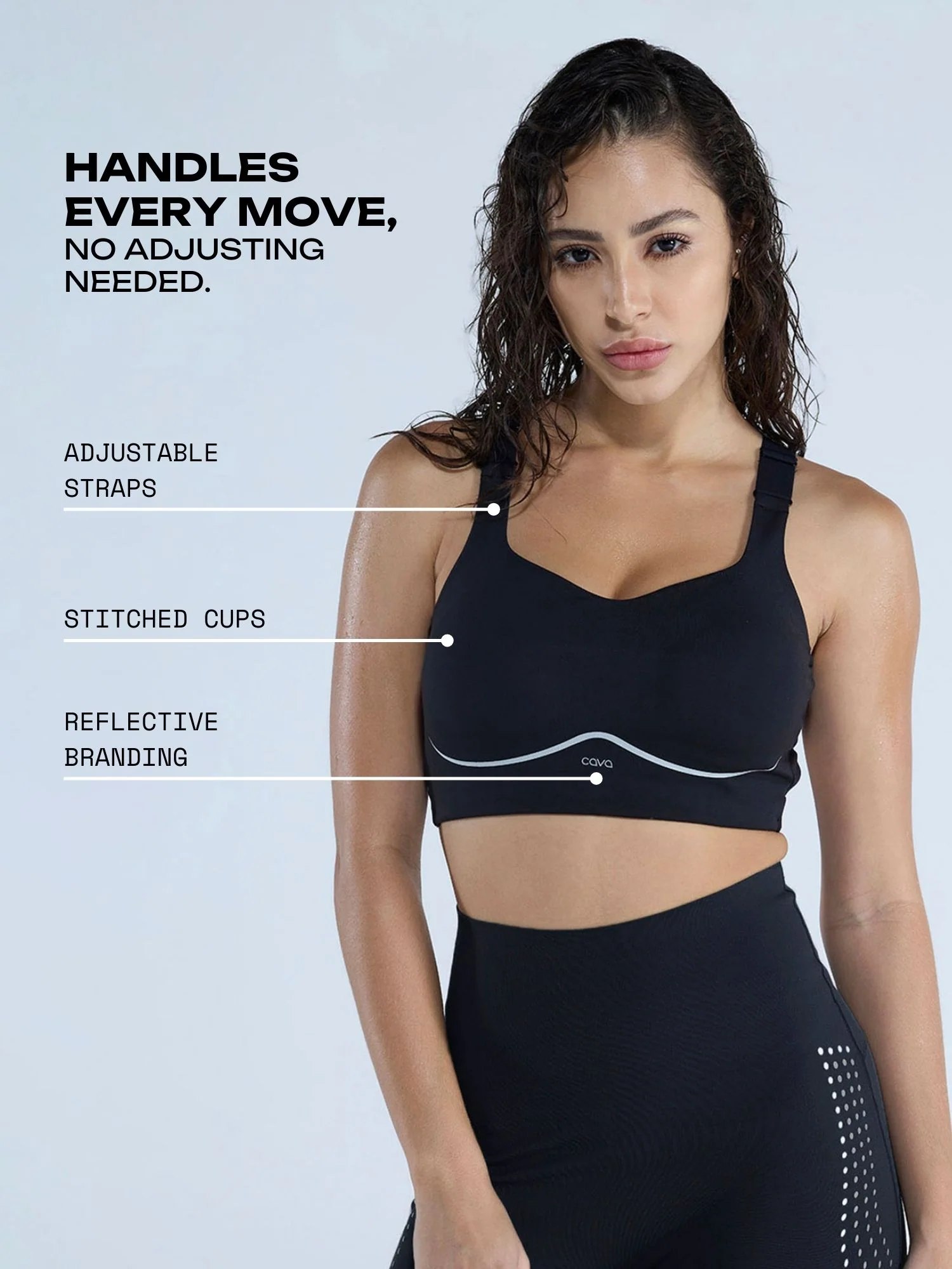 Black Studio Compression Sports Bra - Image 3