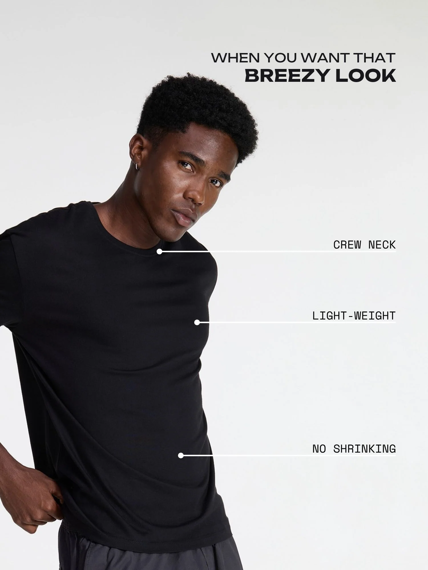 Black Supima Crew Neck T-shirt - Relaxed Fit - Image 3
