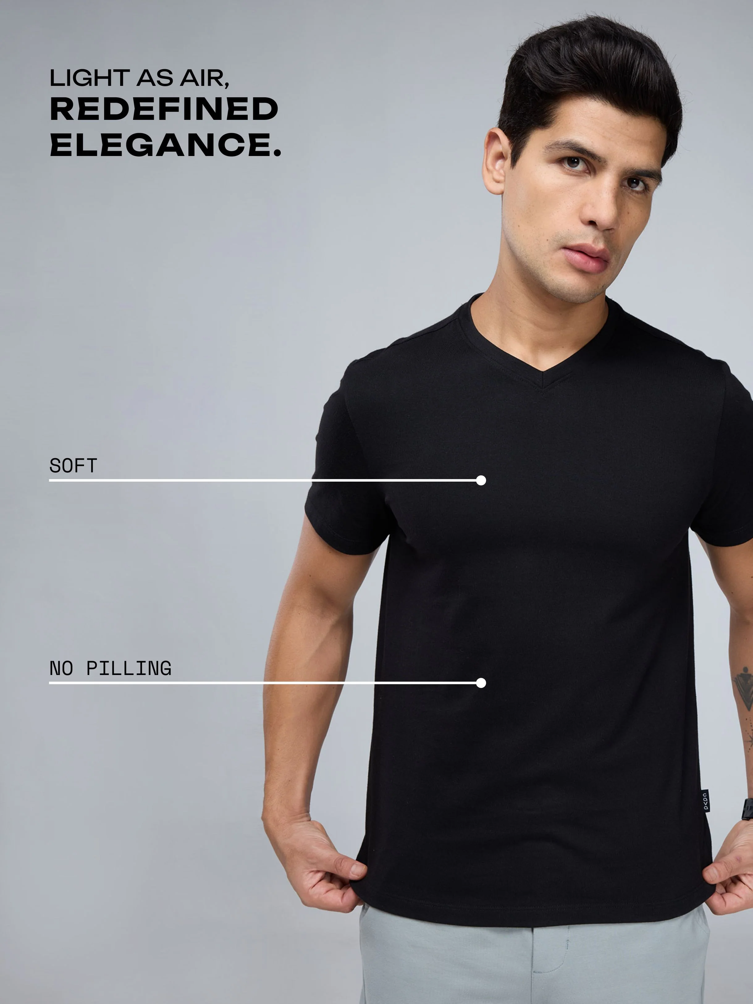 Black Supima V Neck T-shirt - Regular Fit - Image 4