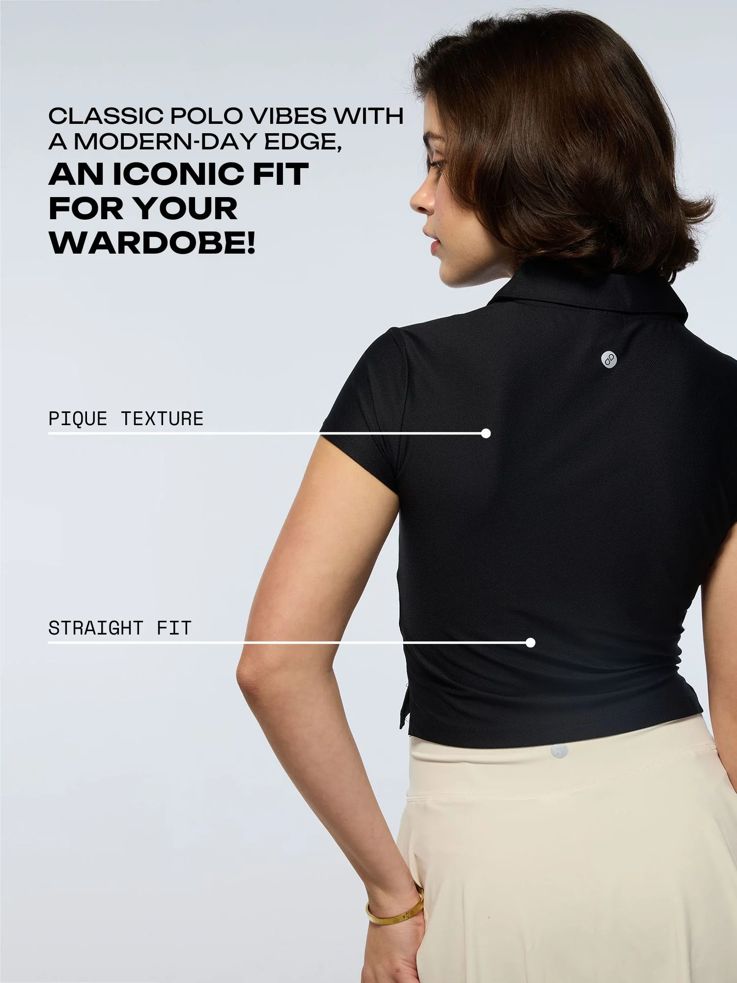 Black Techpique Cropped Polo - Image 4
