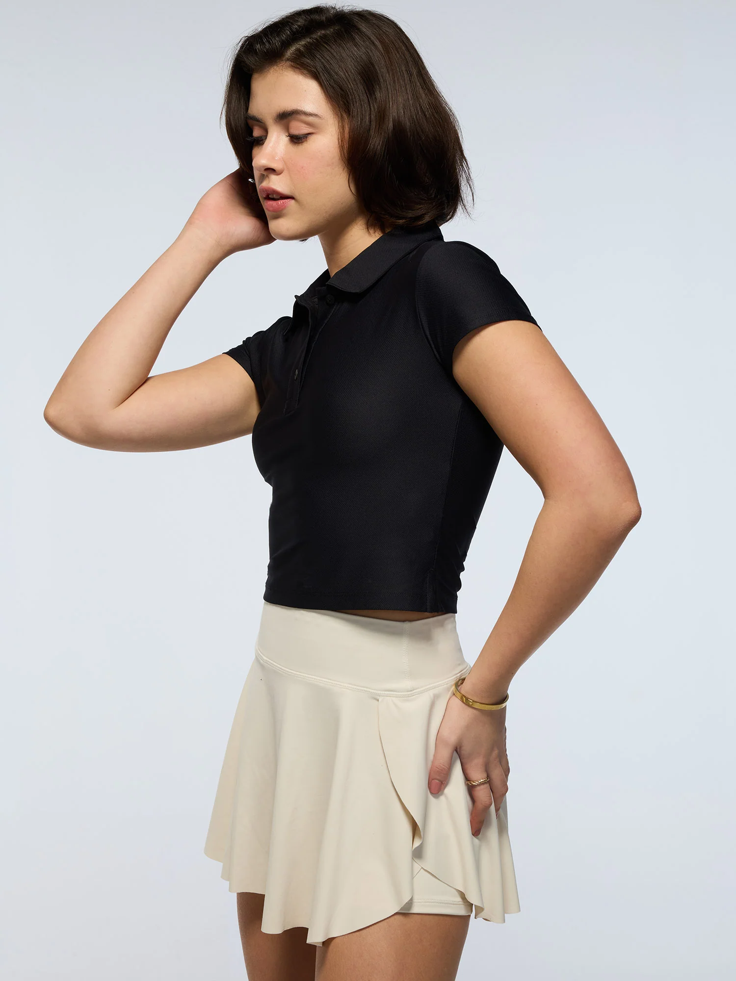 Black Techpique Cropped Polo - Image 6