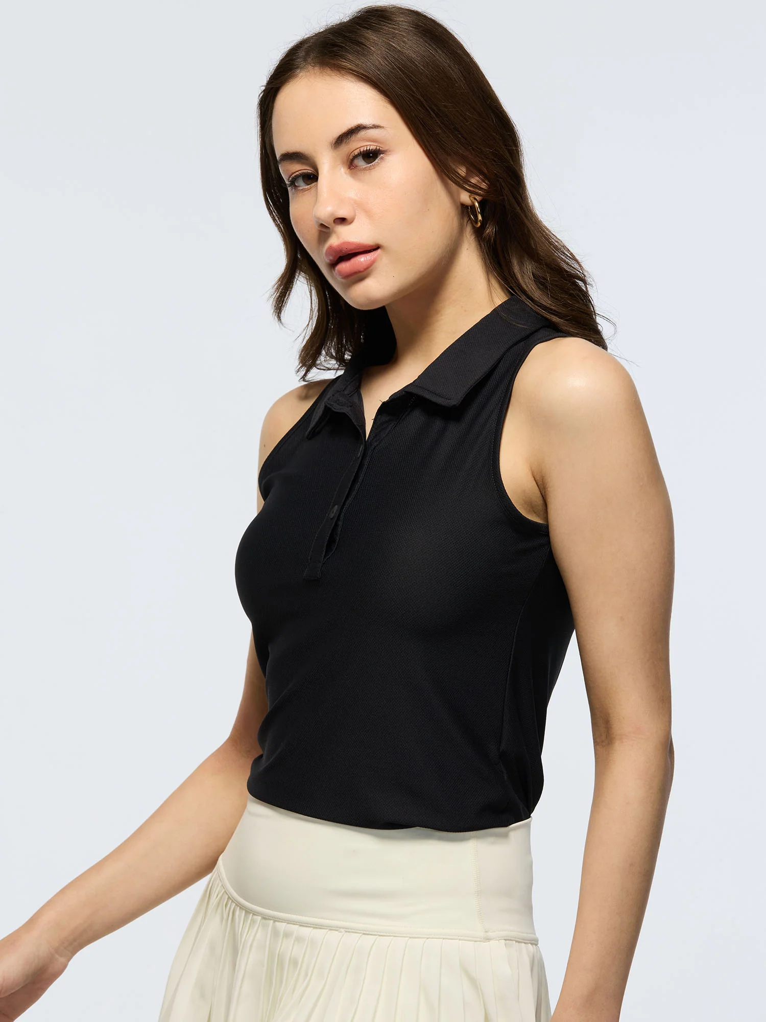 Black Techpique Sleeveless Polo - Image 5