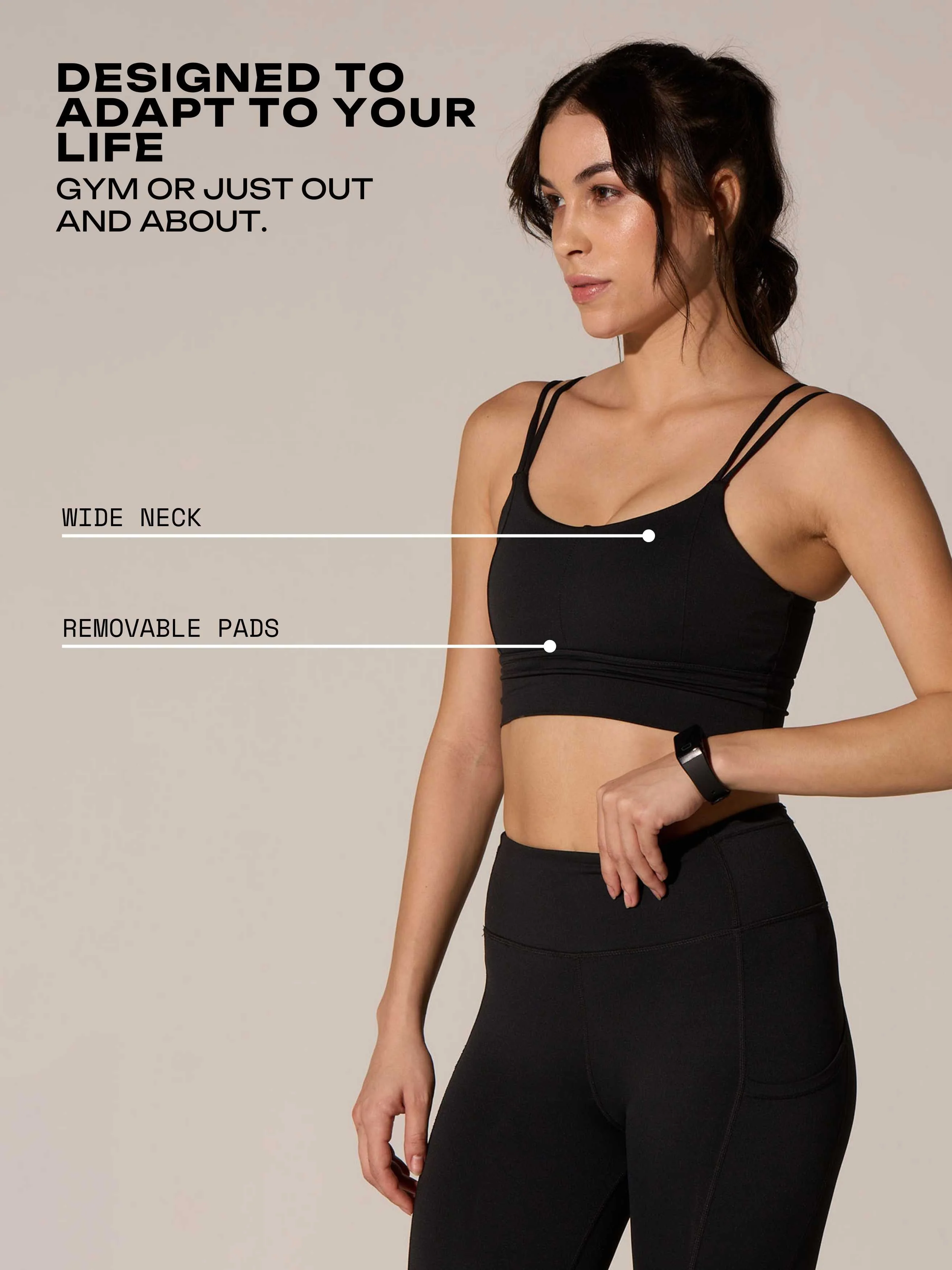 Black Twin Strap Sports Bra - Image 4