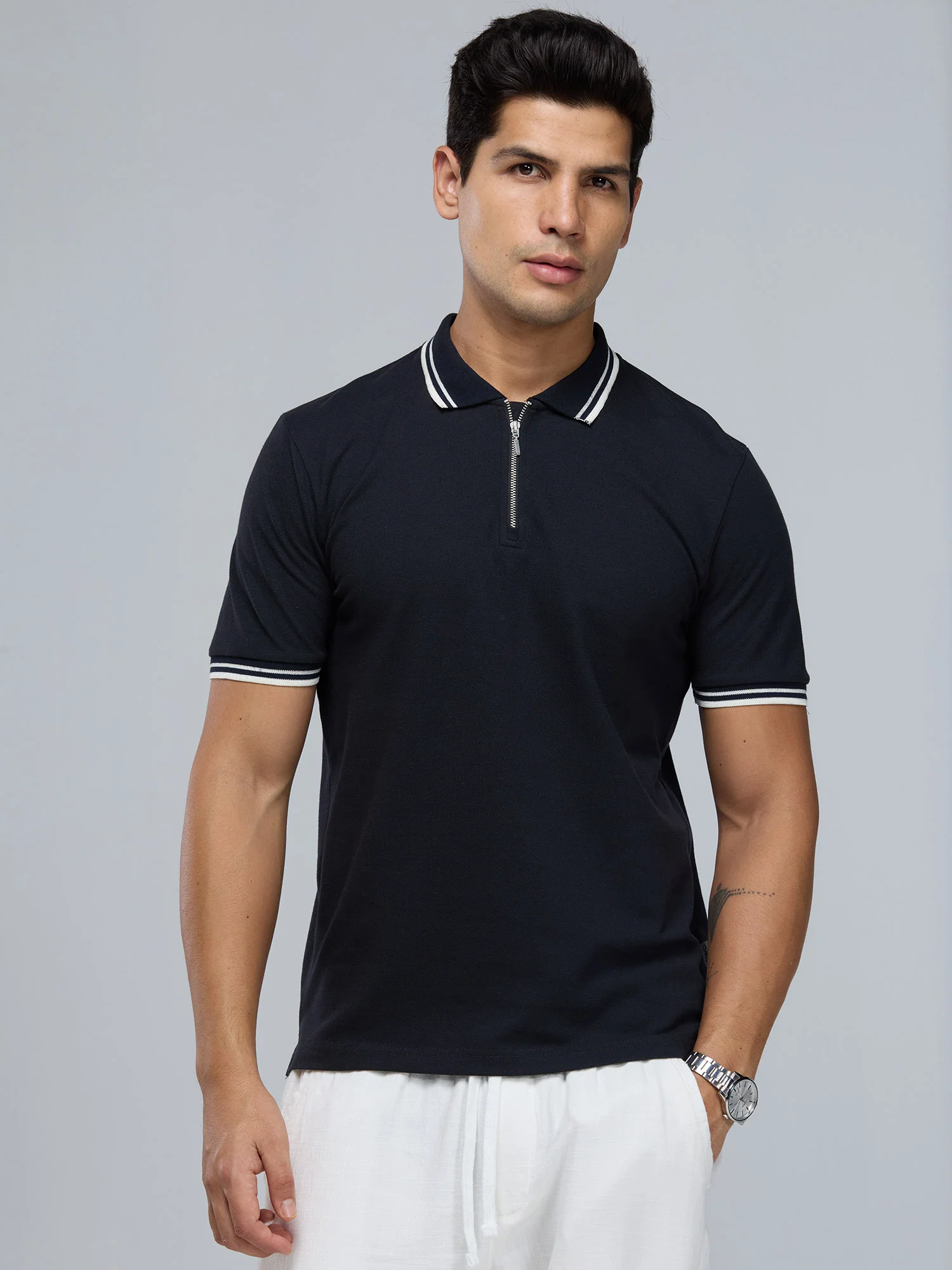 Black Urban Zipper Polo - Image 3