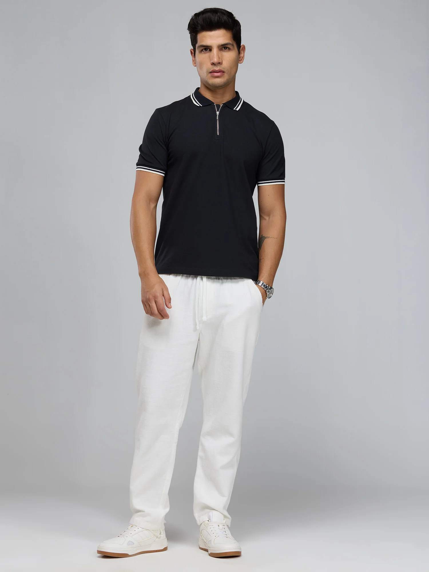 Black Urban Zipper Polo - Image 8