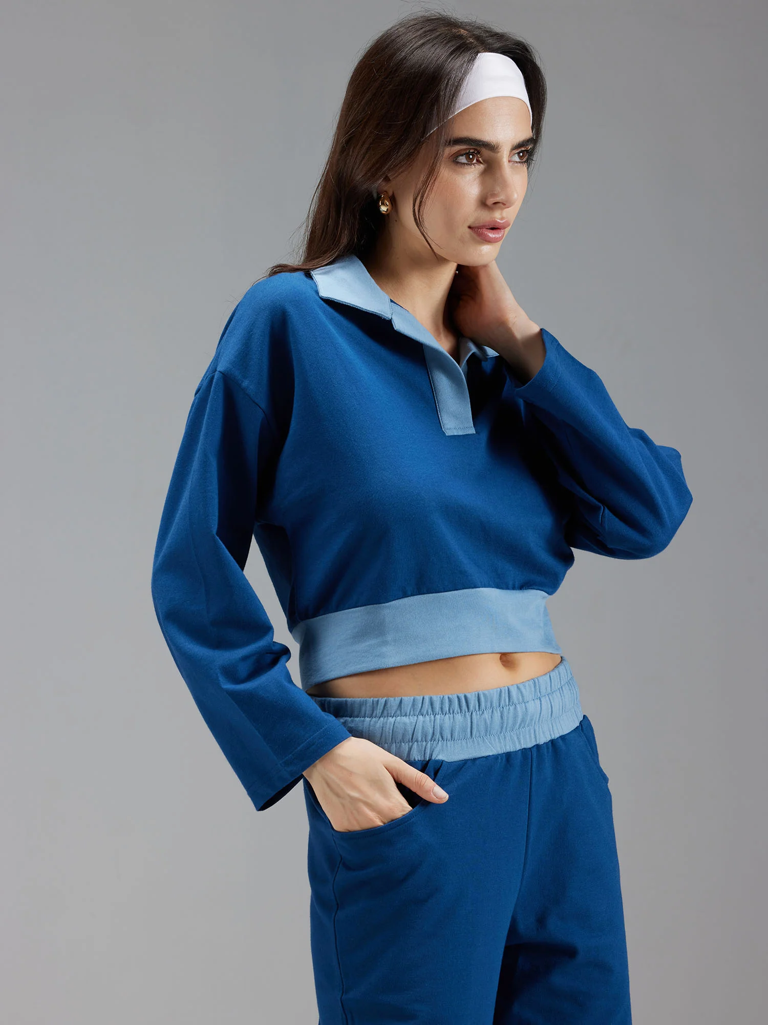 Blue Boxy Polo Sweatshirt - Image 3