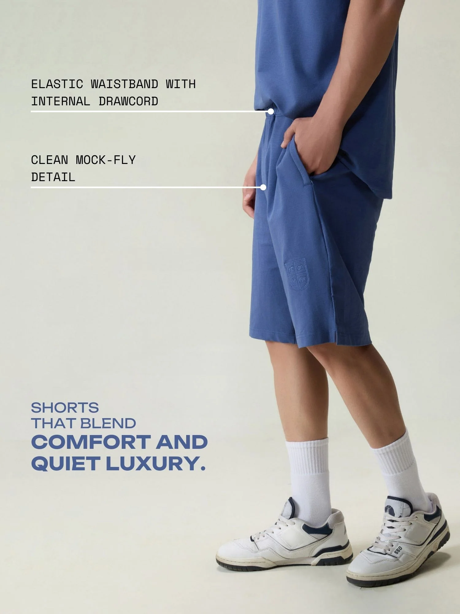 Blue Cotton Leisure Shorts - Image 3