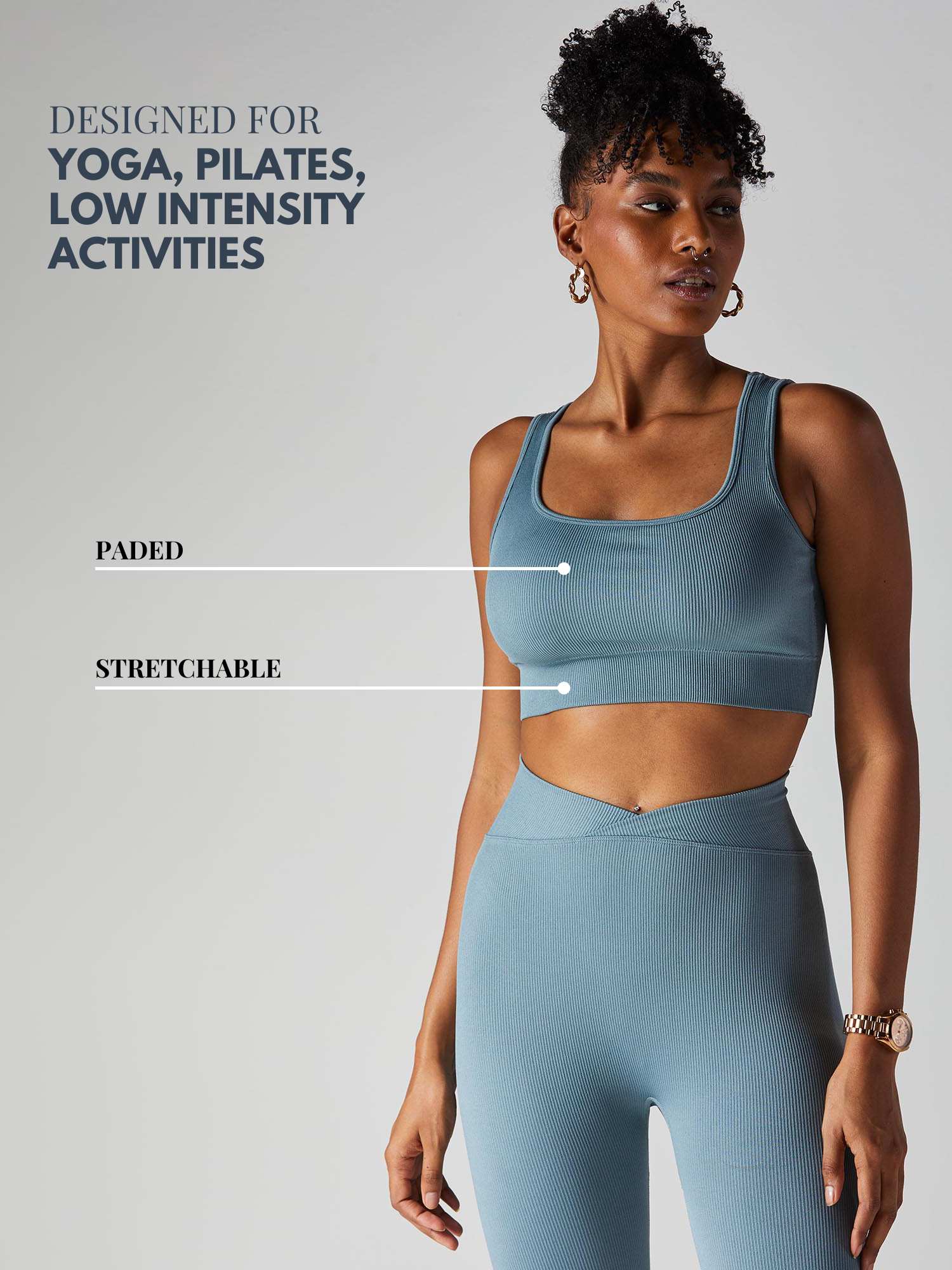 Blue-grey Aspire Sports Bra - Image 4