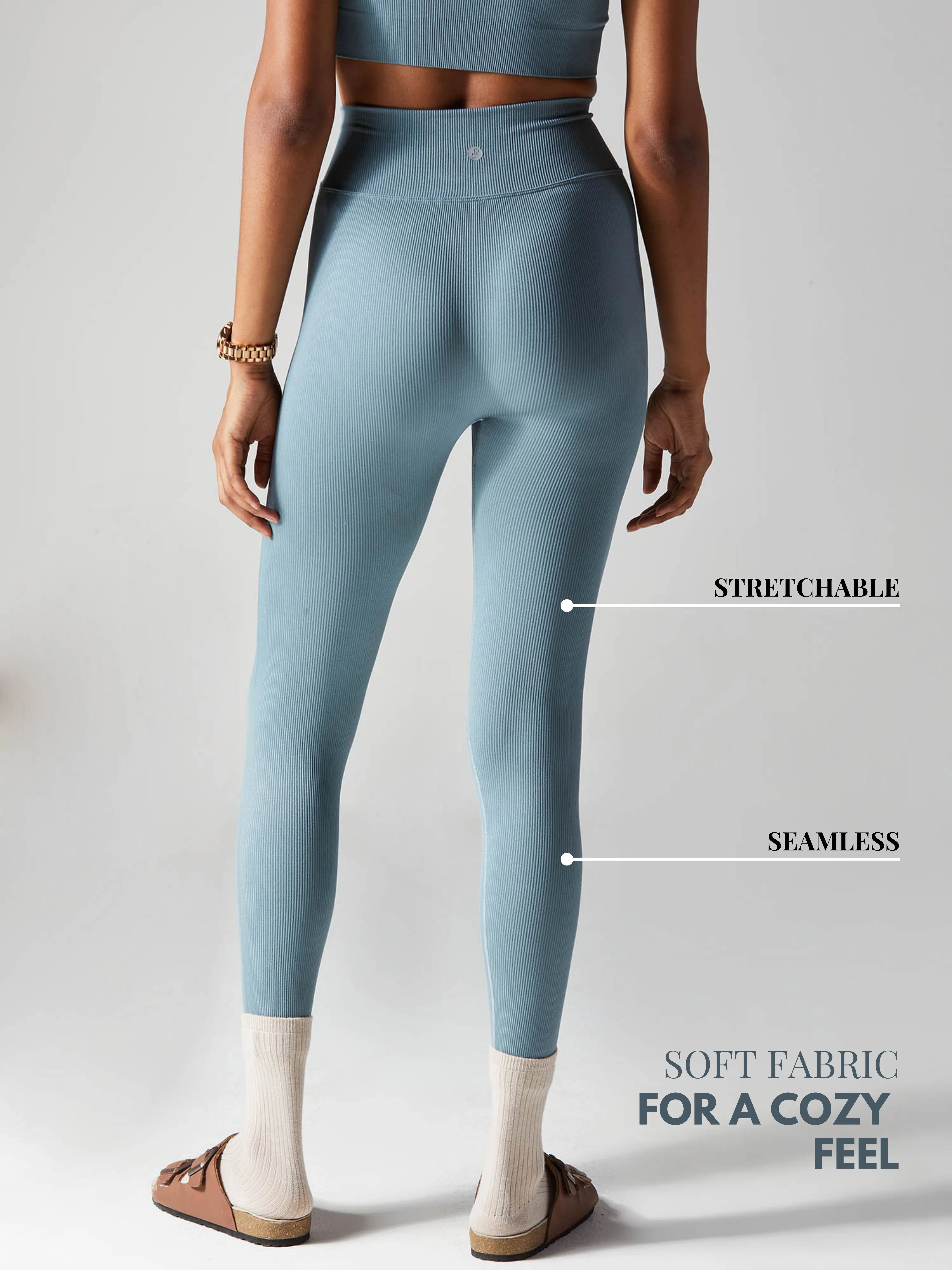 Blue-grey Aspire V-Waist Leggings - Image 4