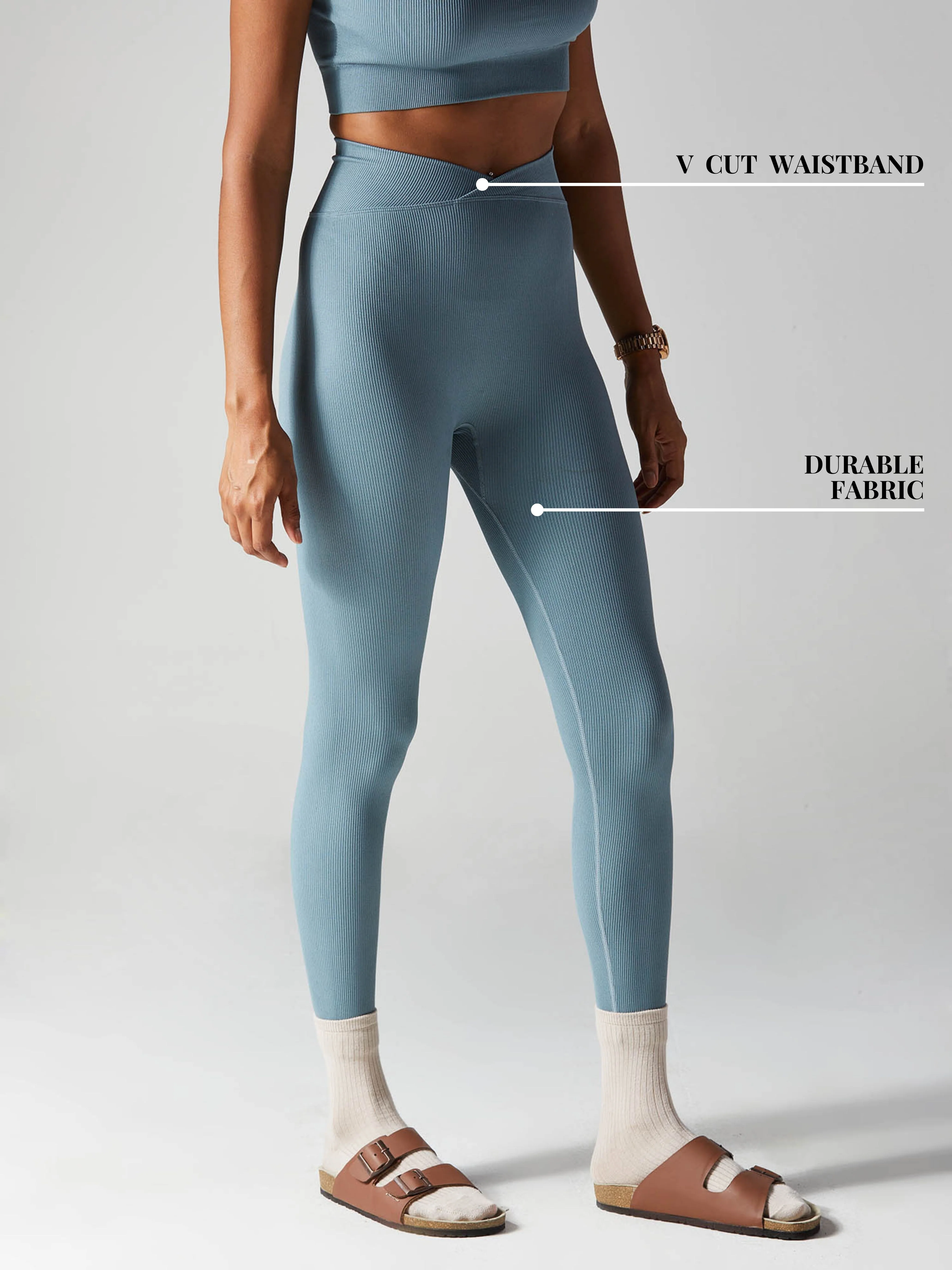 Blue-grey Aspire V-Waist Leggings - Image 5