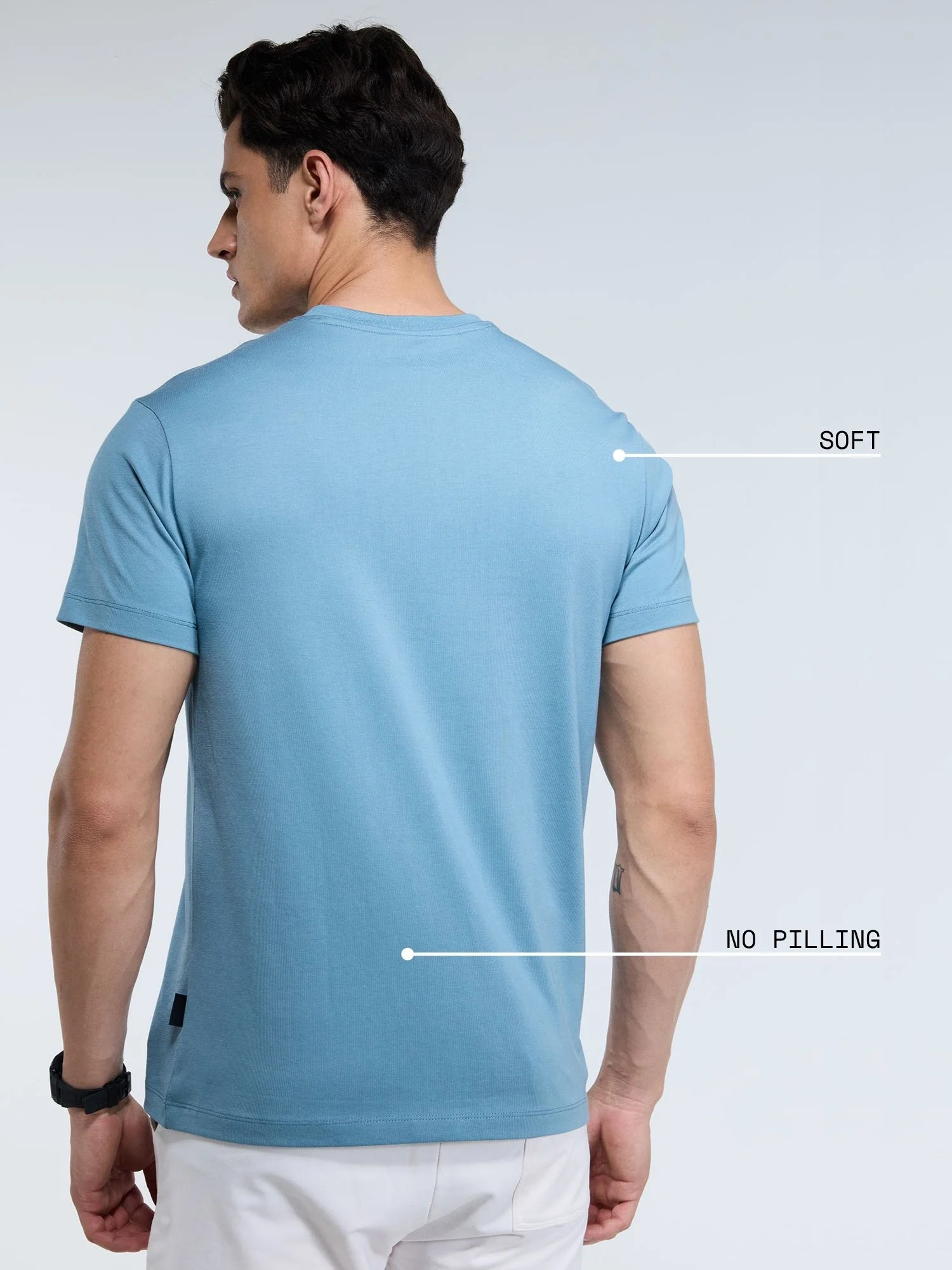 Blue Supima Crew Neck T-Shirt - Regular Fit - Image 4