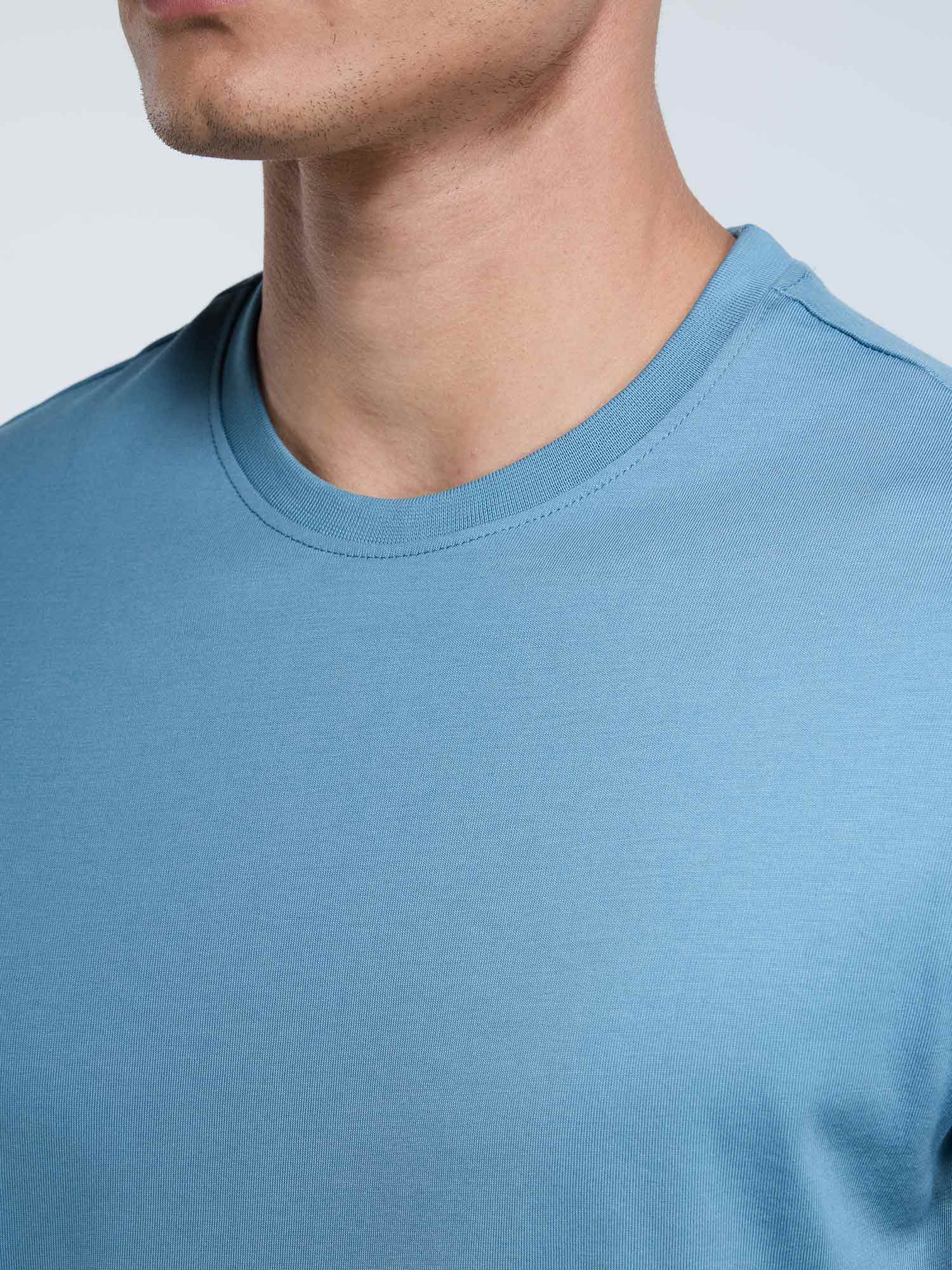Blue Supima Crew Neck T-Shirt - Regular Fit - Image 5