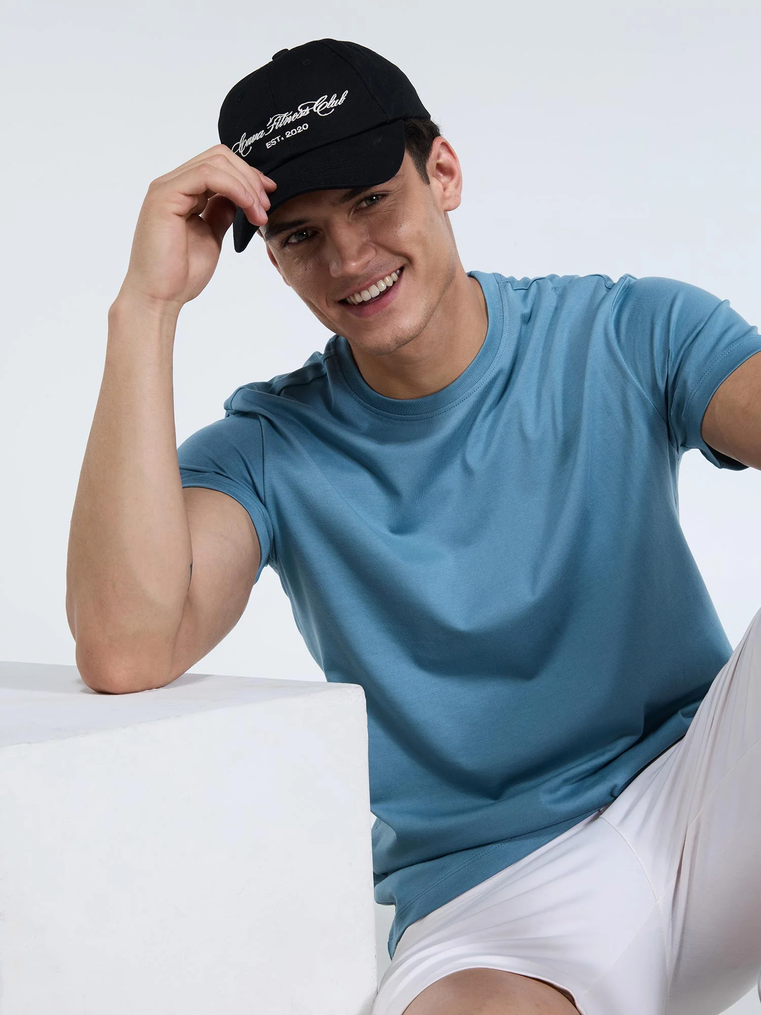 Blue Supima Crew Neck T-Shirt - Regular Fit - Image 6