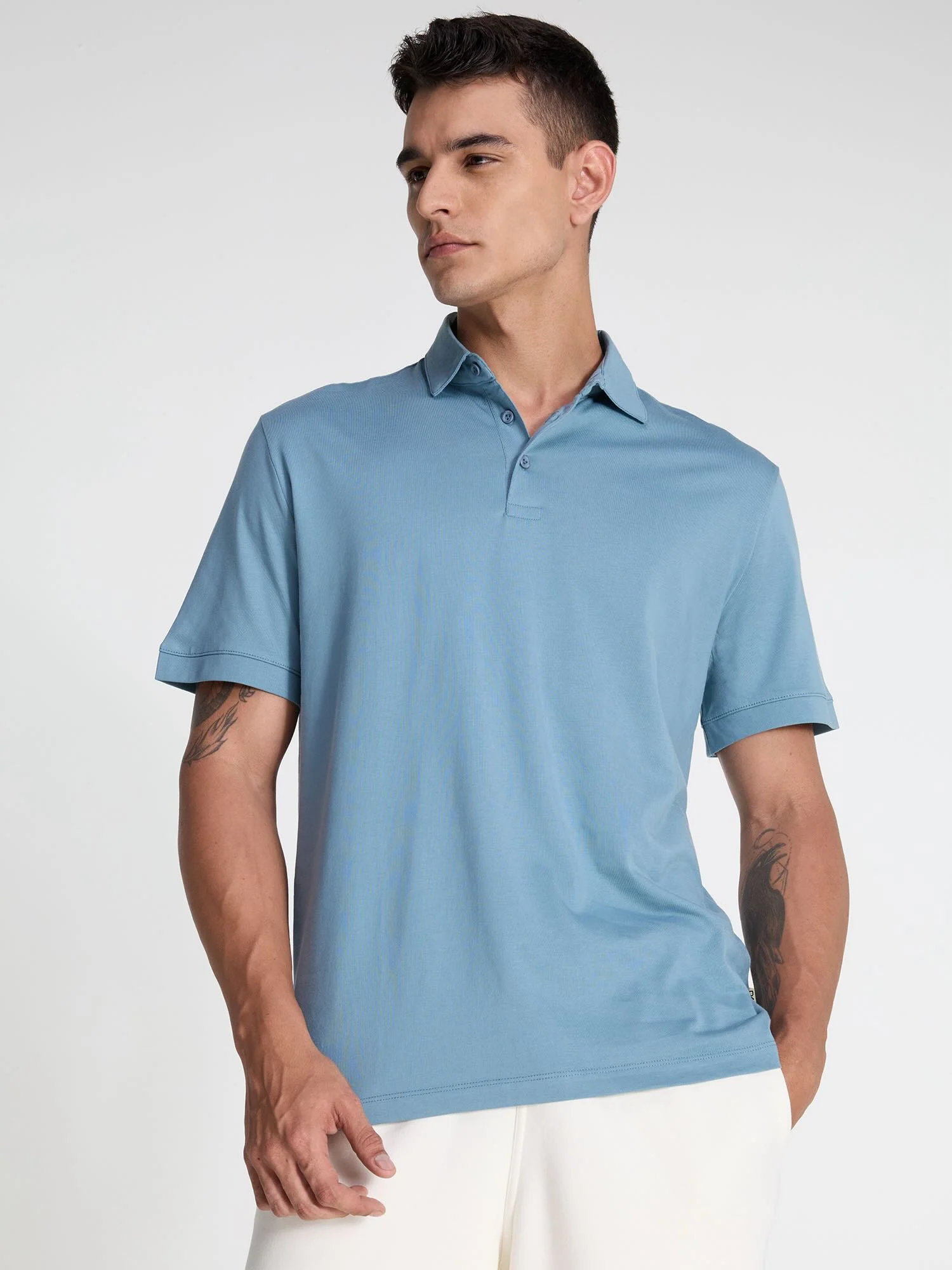 Blue Supima Polo T-Shirt - Regular Fit - Image 5