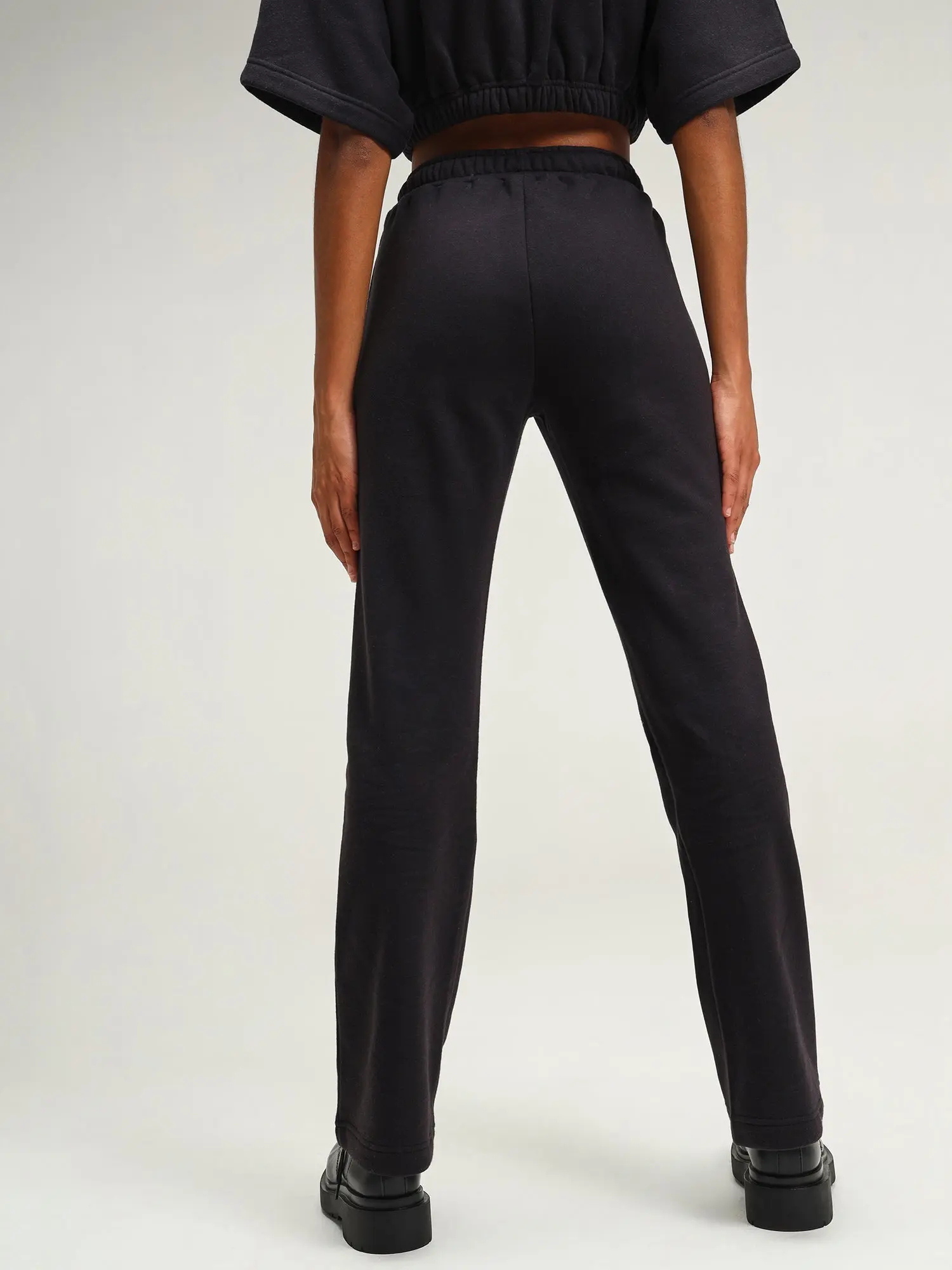 Boston Black Straight Leg Slit Joggers - Image 3