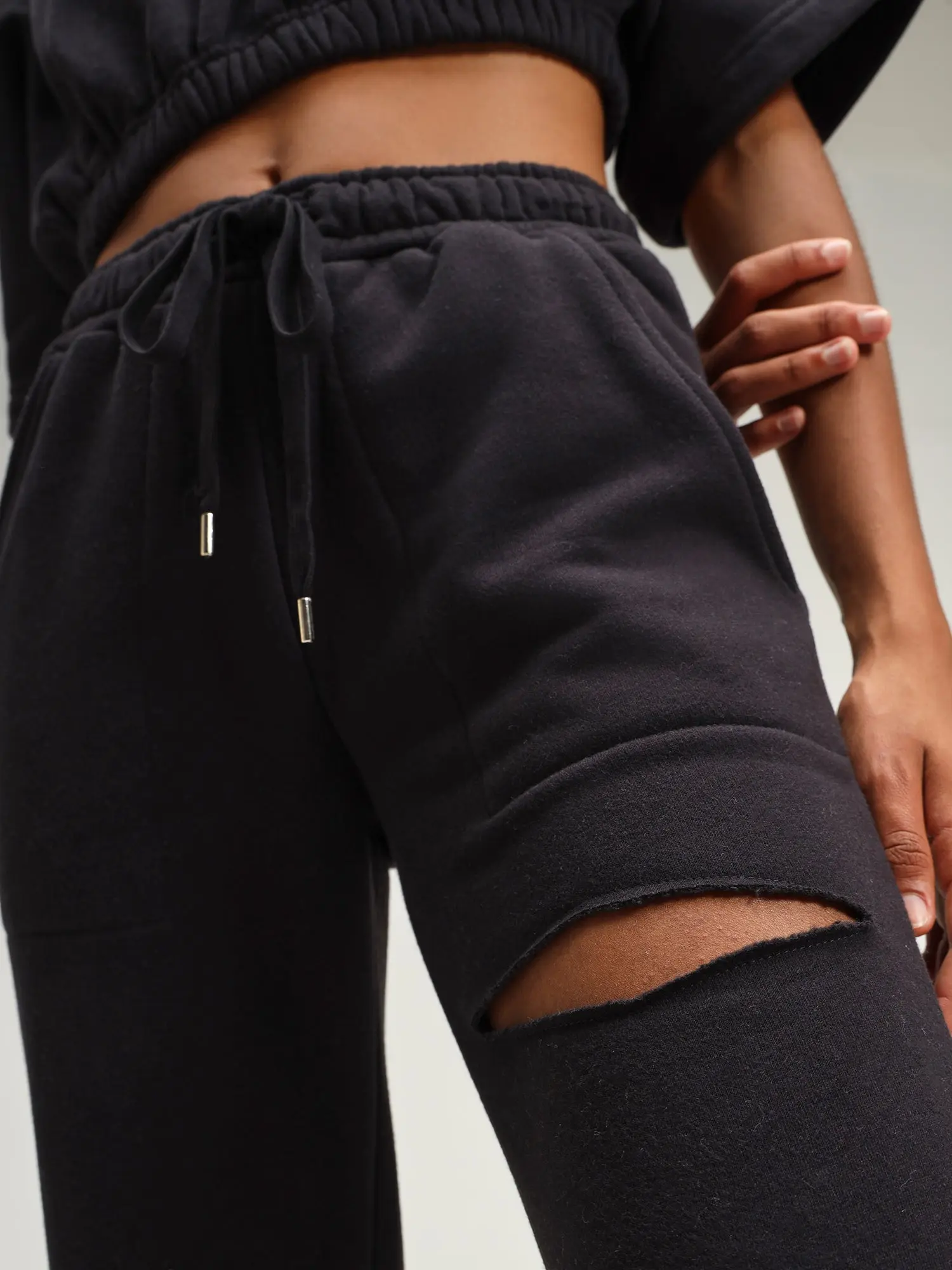 Boston Black Straight Leg Slit Joggers - Image 5
