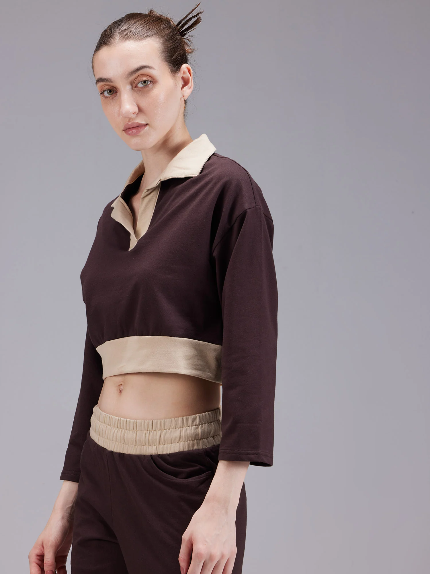 Brown Boxy Polo Sweatshirt - Image 4