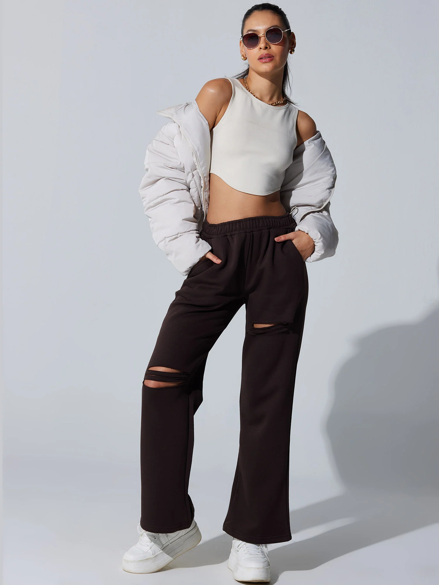 Brown Dual Slit Adapt Joggers - Image 2