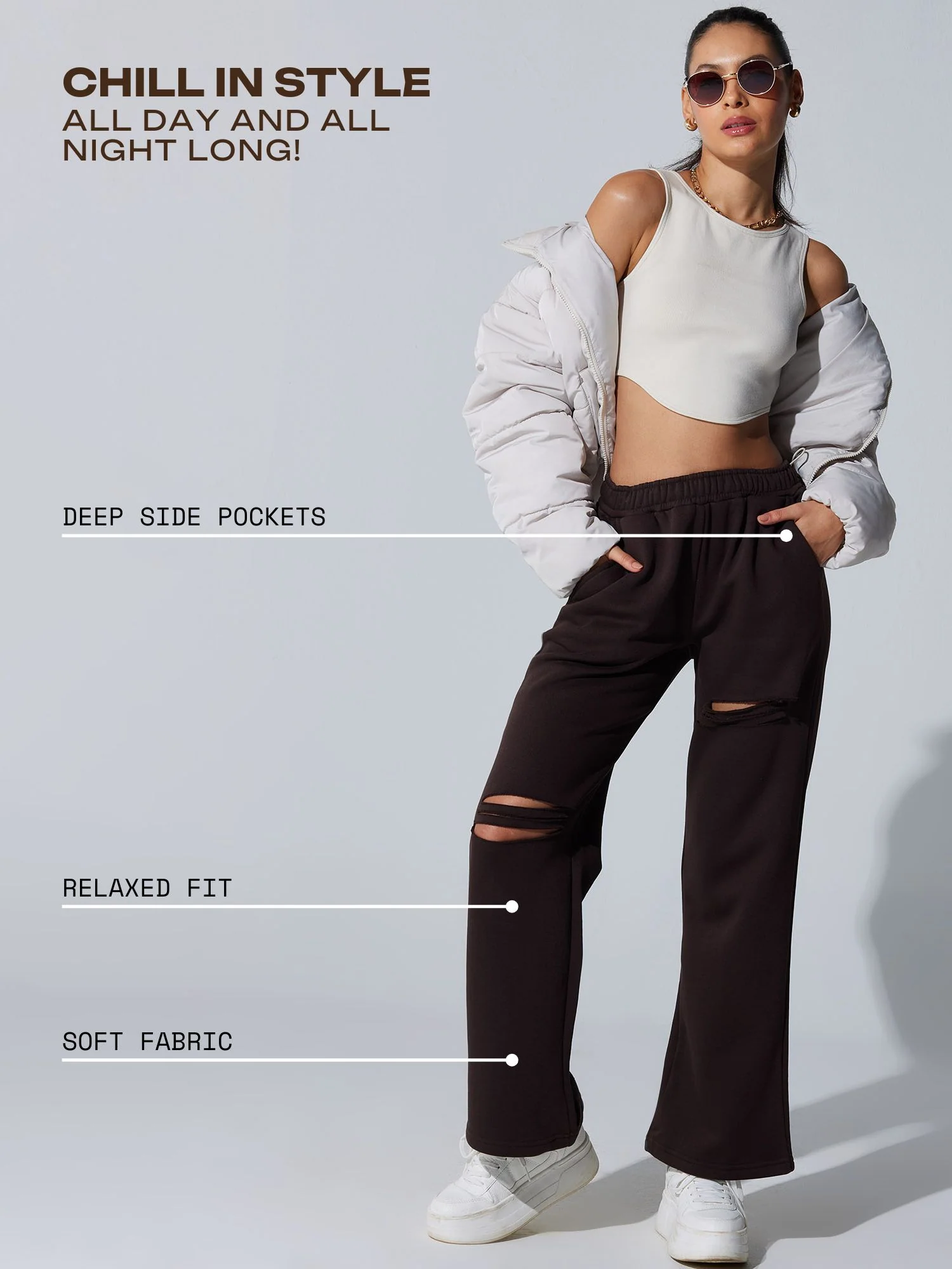 Brown Dual Slit Adapt Joggers - Image 3