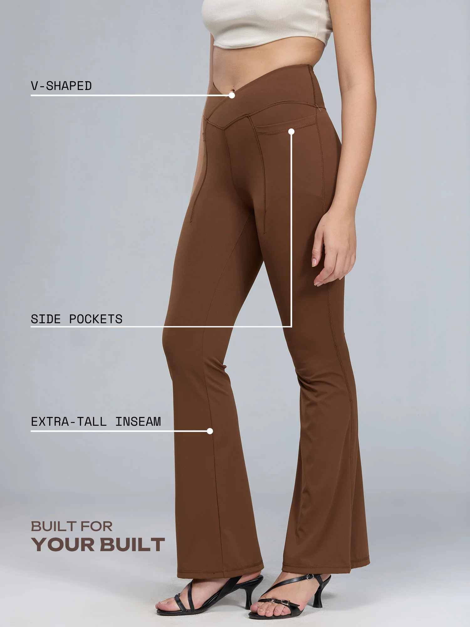Brown Extra Tall Hourglass Flared Leggings - Image 3