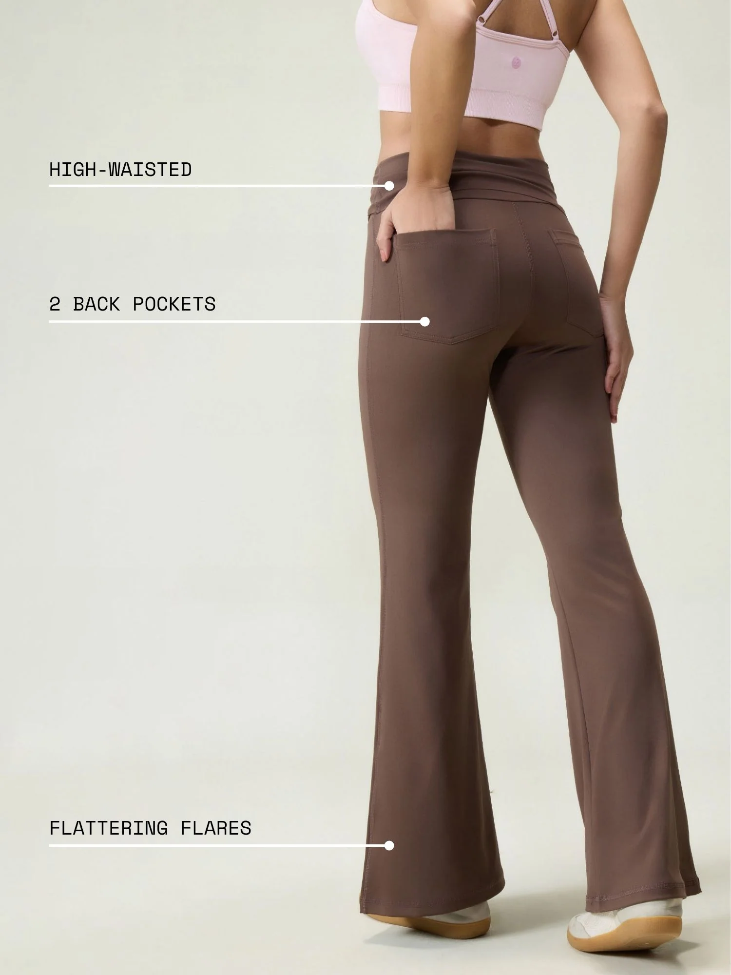 Brown Foldover Flare Pants - Image 4