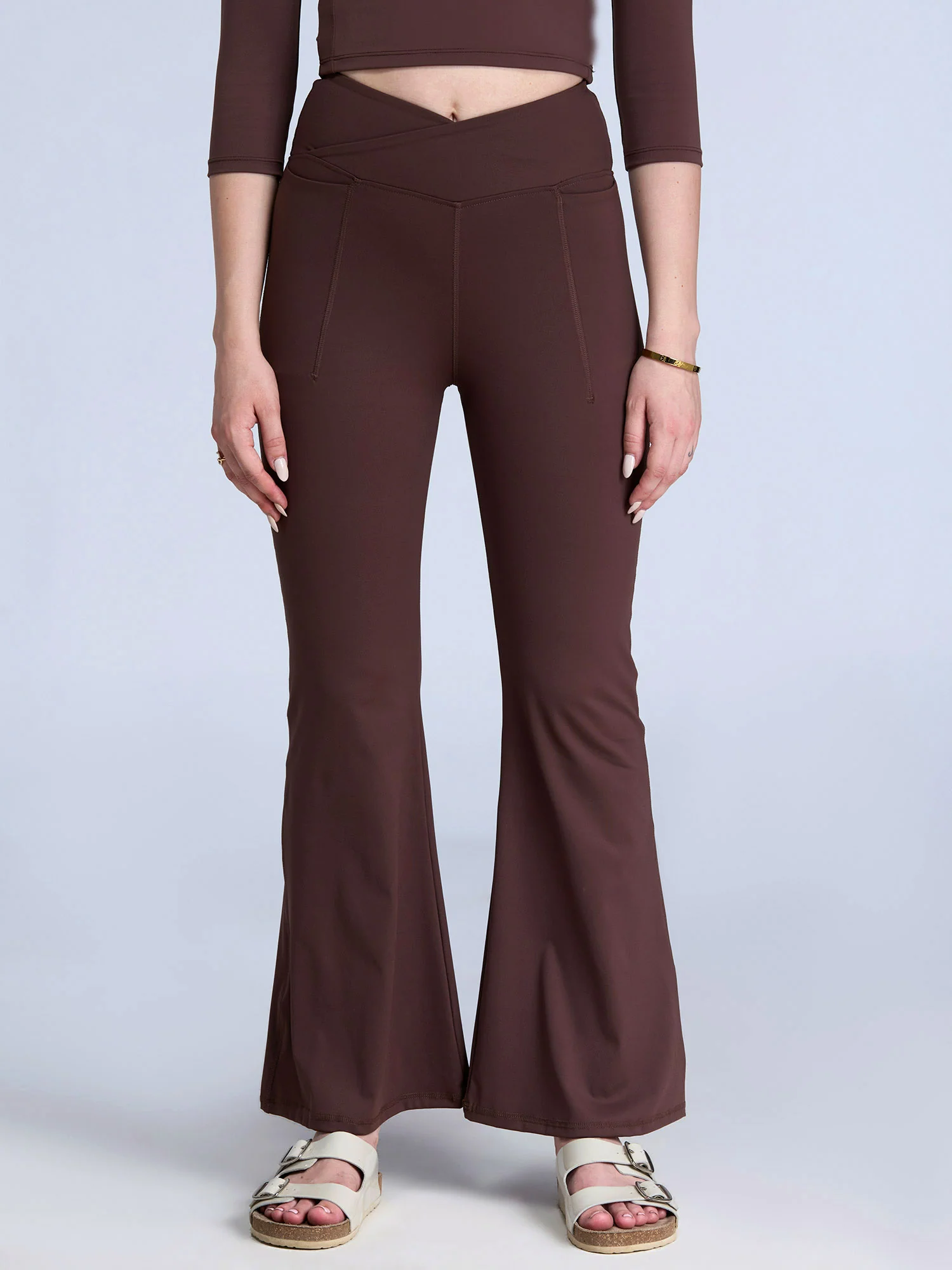 Brown Hourglass Flared Leggings - Image 3
