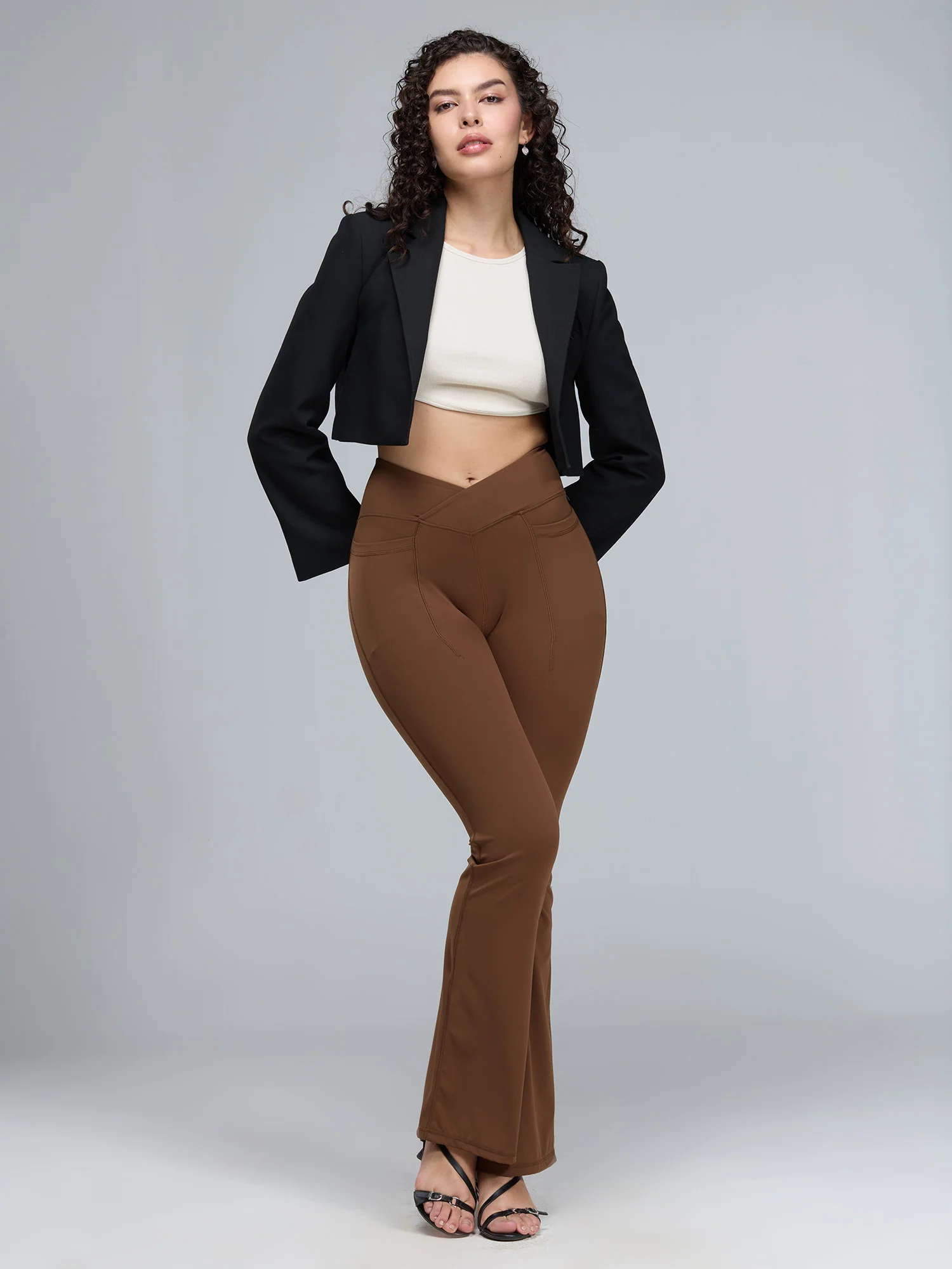Brown Hourglass Flared Leggings - Image 30