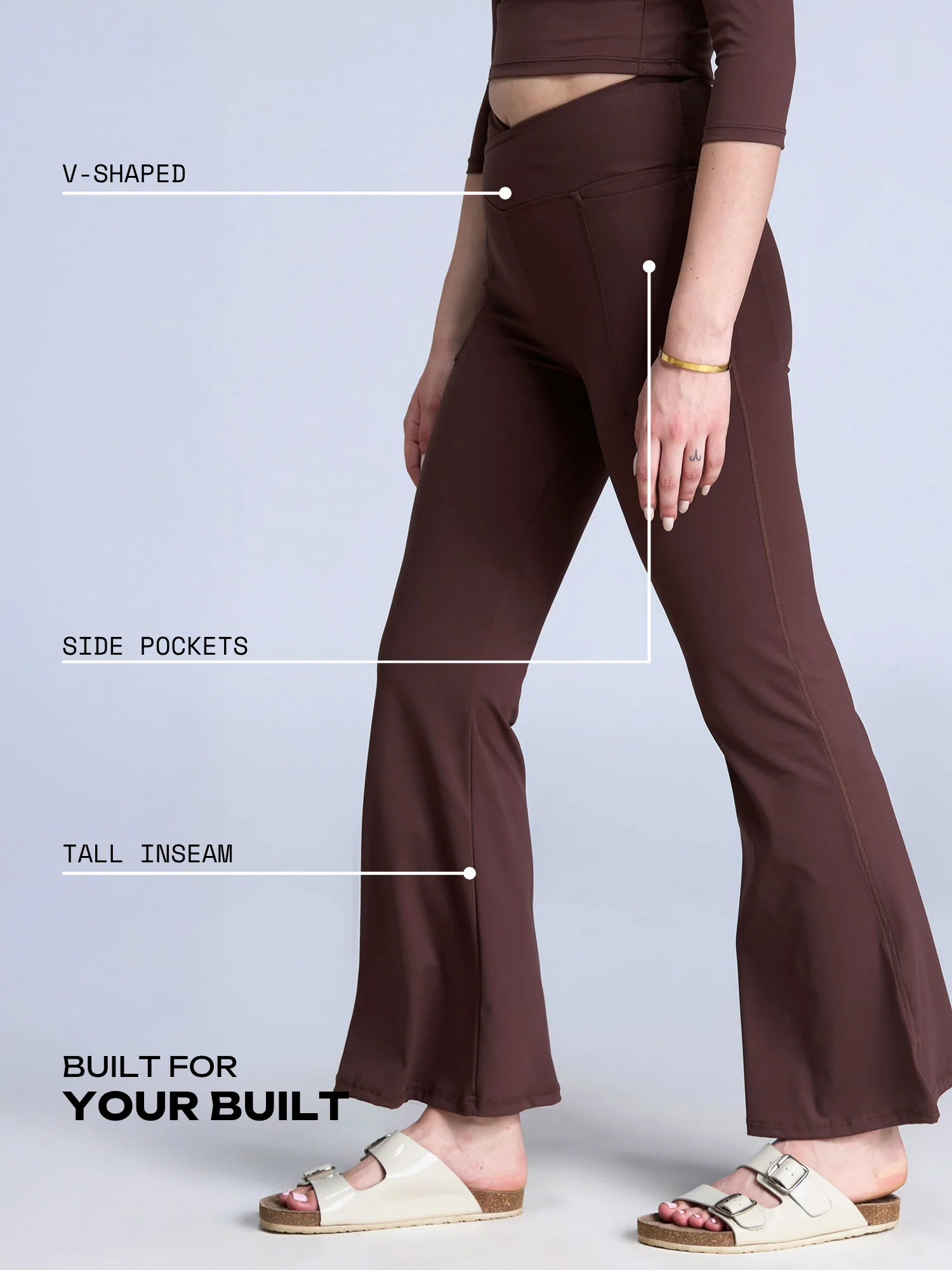 Brown Petite Hourglass Flared Leggings - Image 4