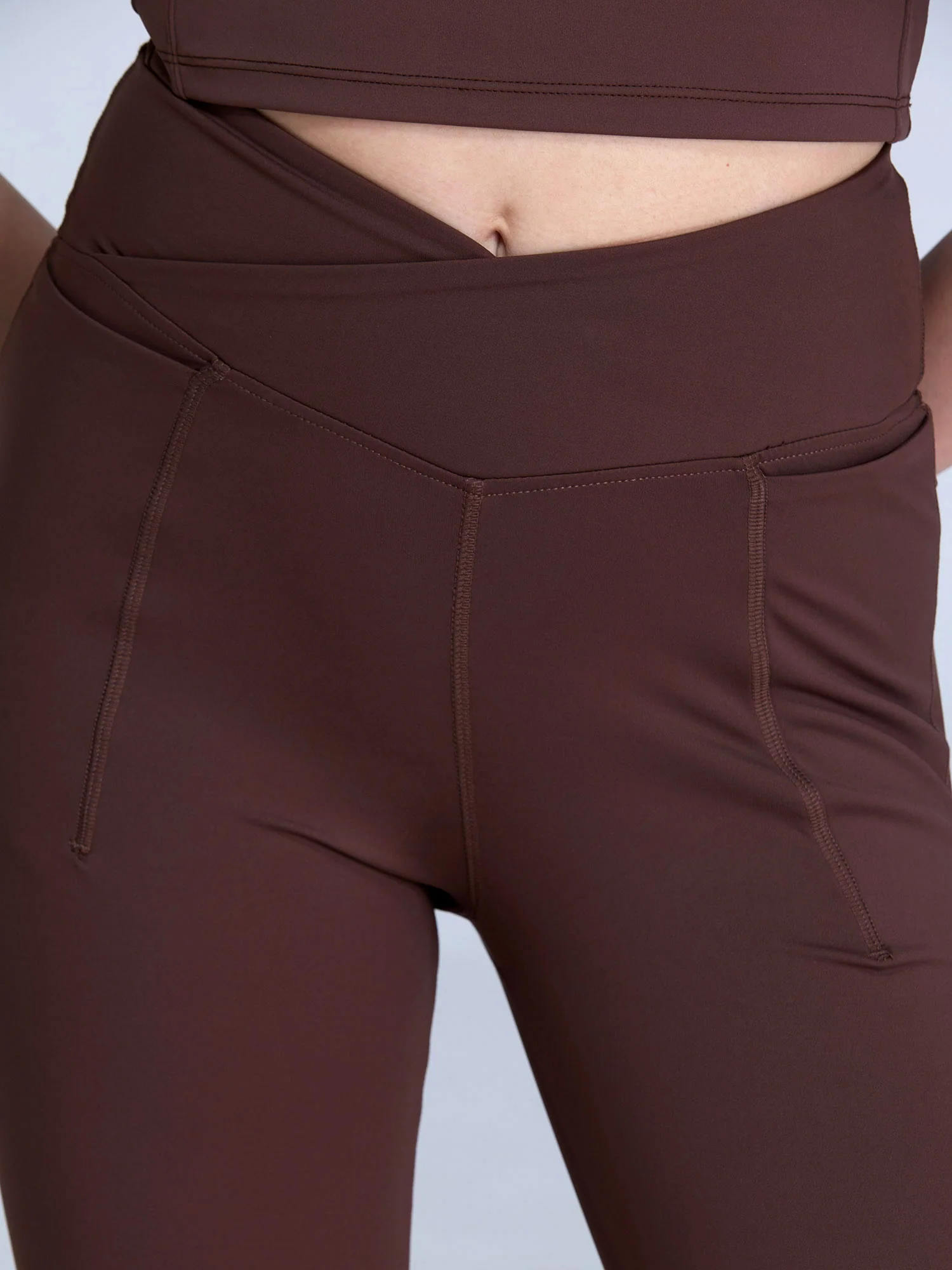 Brown Petite Hourglass Flared Leggings - Image 6