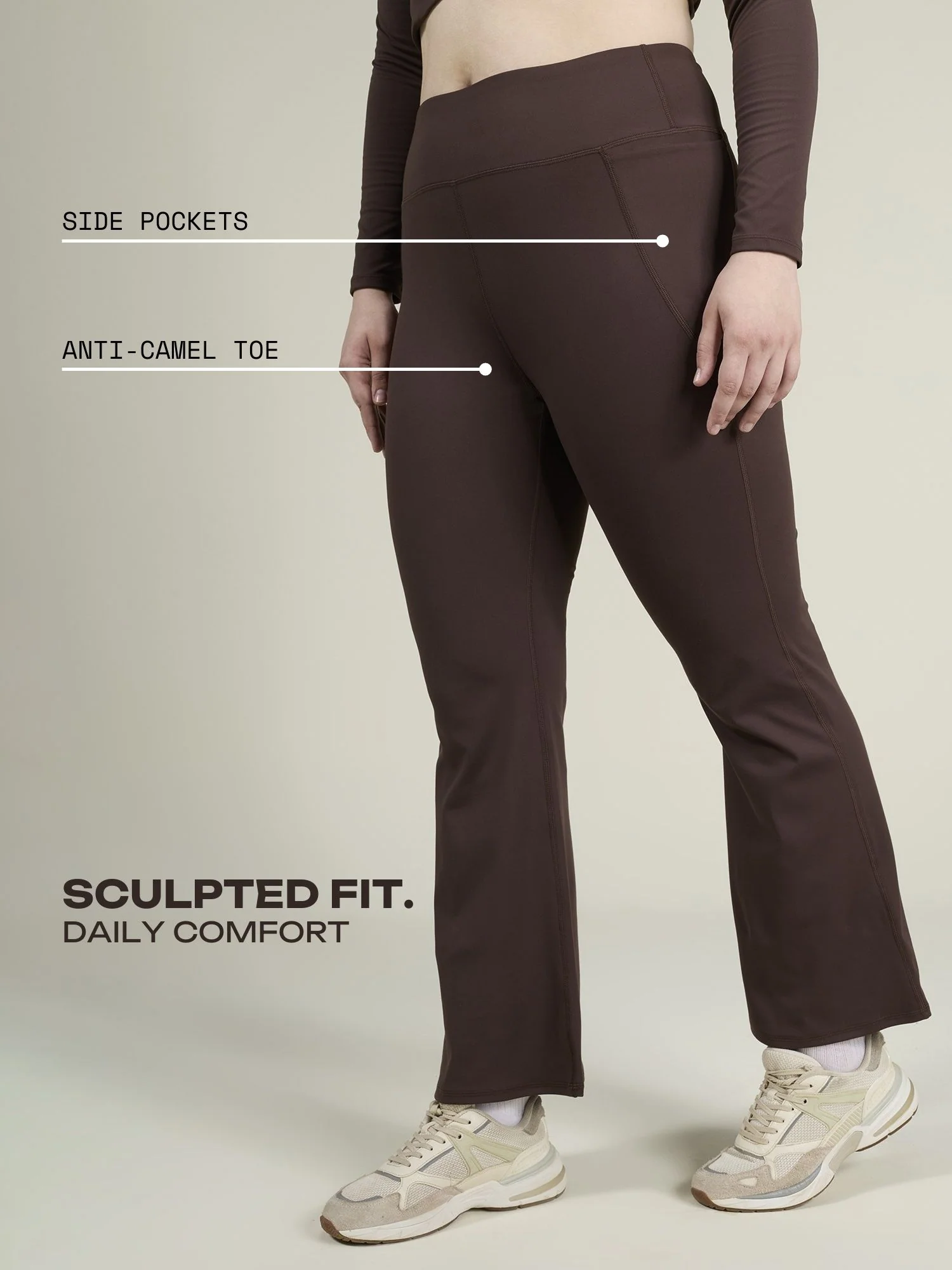 Brown Sculpt Bootcut Leggings - Image 3