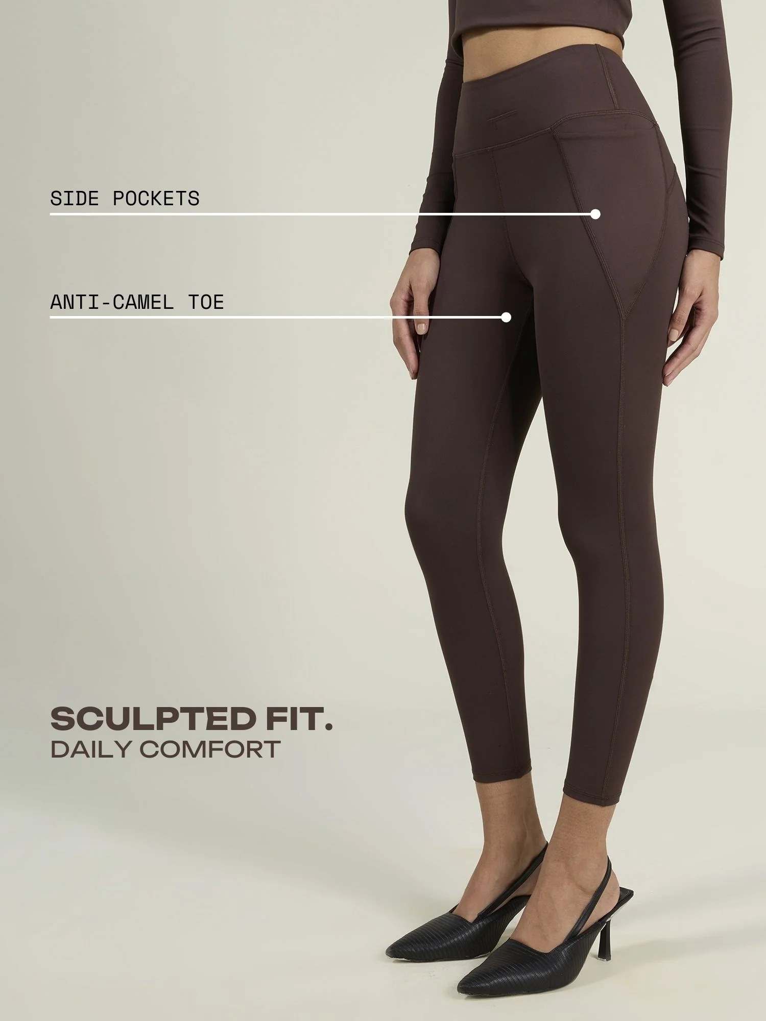 Brown Sculpt Core Leggings - Image 3