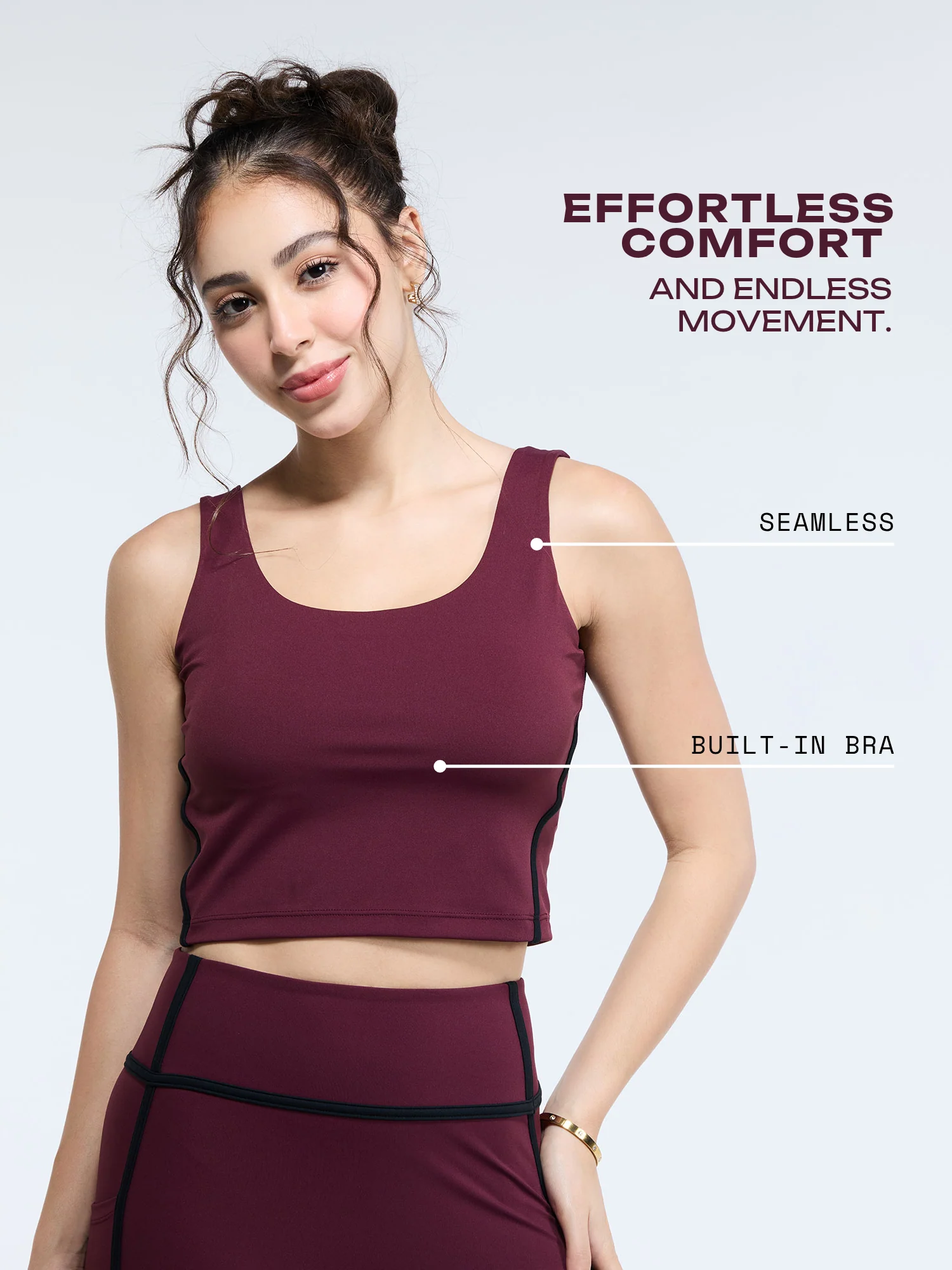 Burgundy Aerial Contrast Crop Tank - Image 3