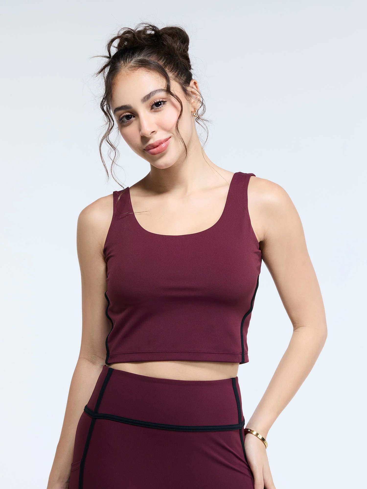 Burgundy Aerial Contrast Crop Tank - Image 5