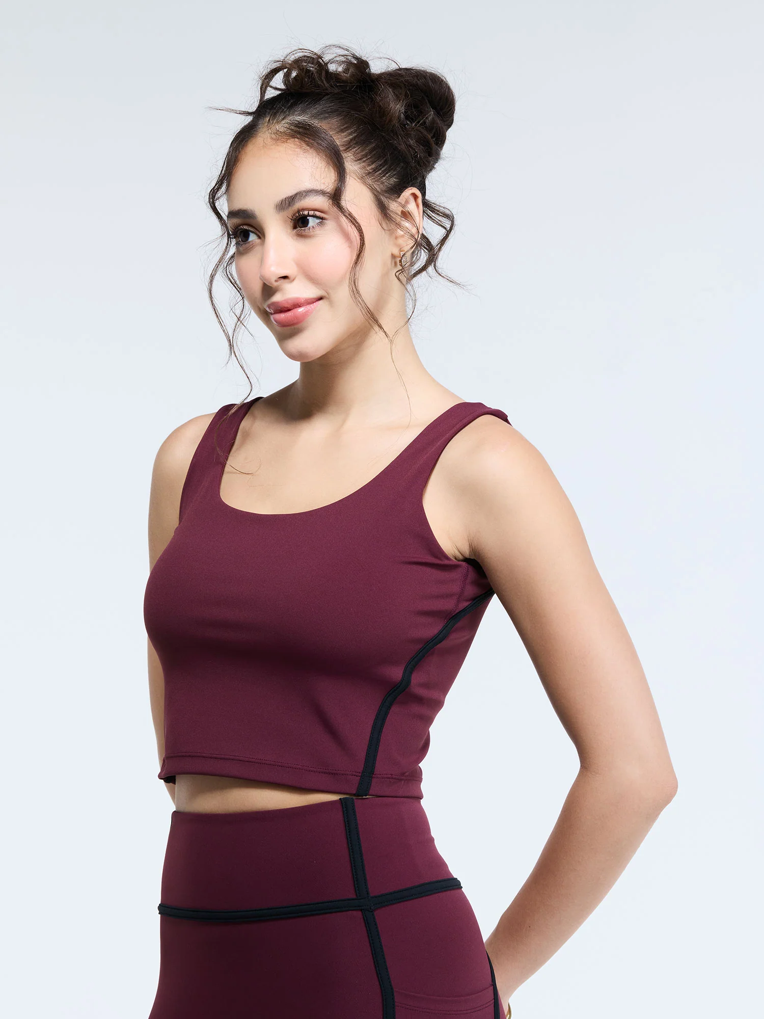 Burgundy Aerial Contrast Crop Tank - Image 7