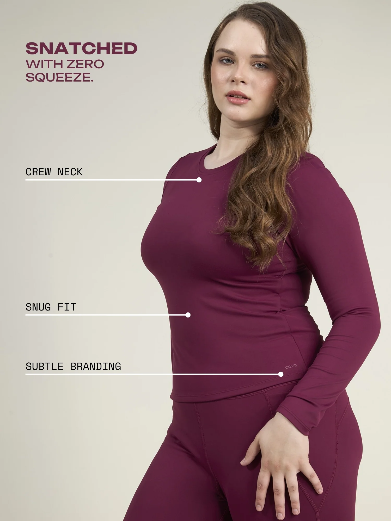 Burgundy Sculpt Crew Top - Image 3