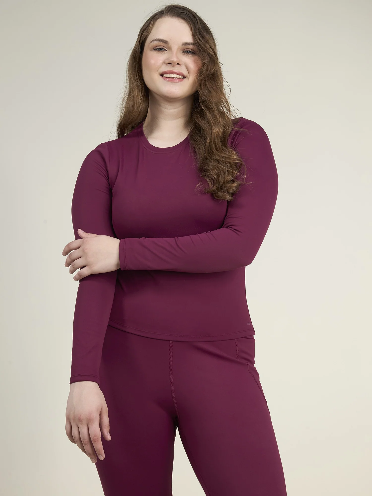 Burgundy Sculpt Crew Top - Image 5
