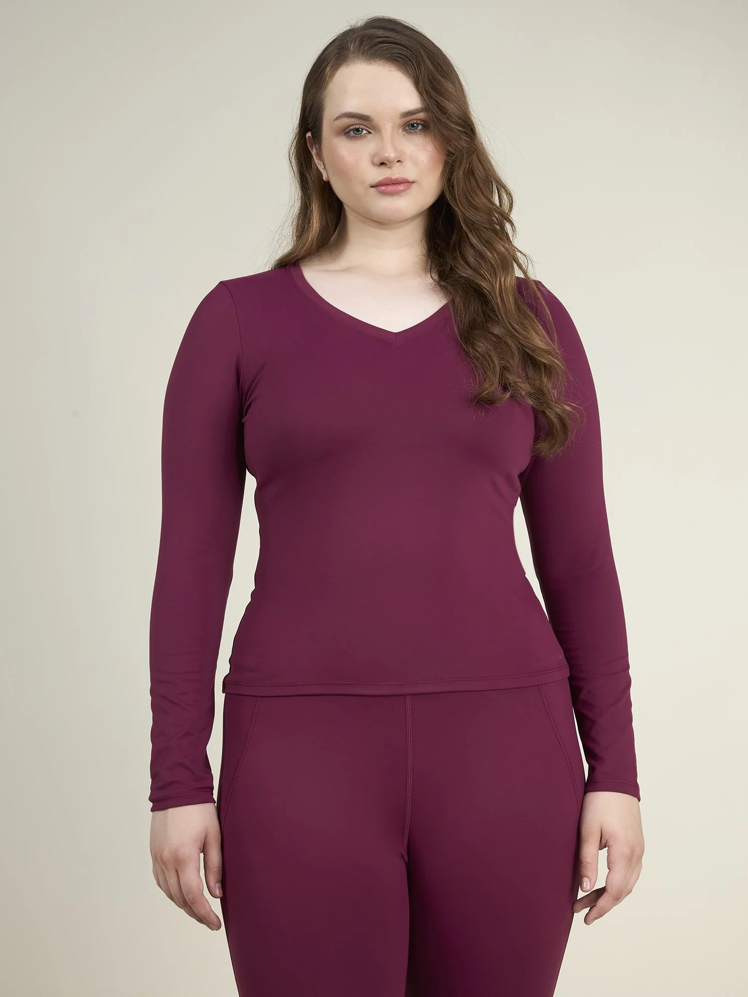 Burgundy Sculpt V-Neck Top - Image 5