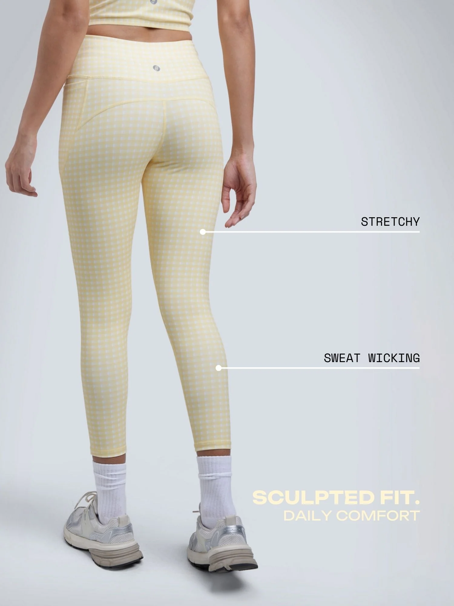 Butter Yellow Gingham Sculpt Core Leggings - Image 3