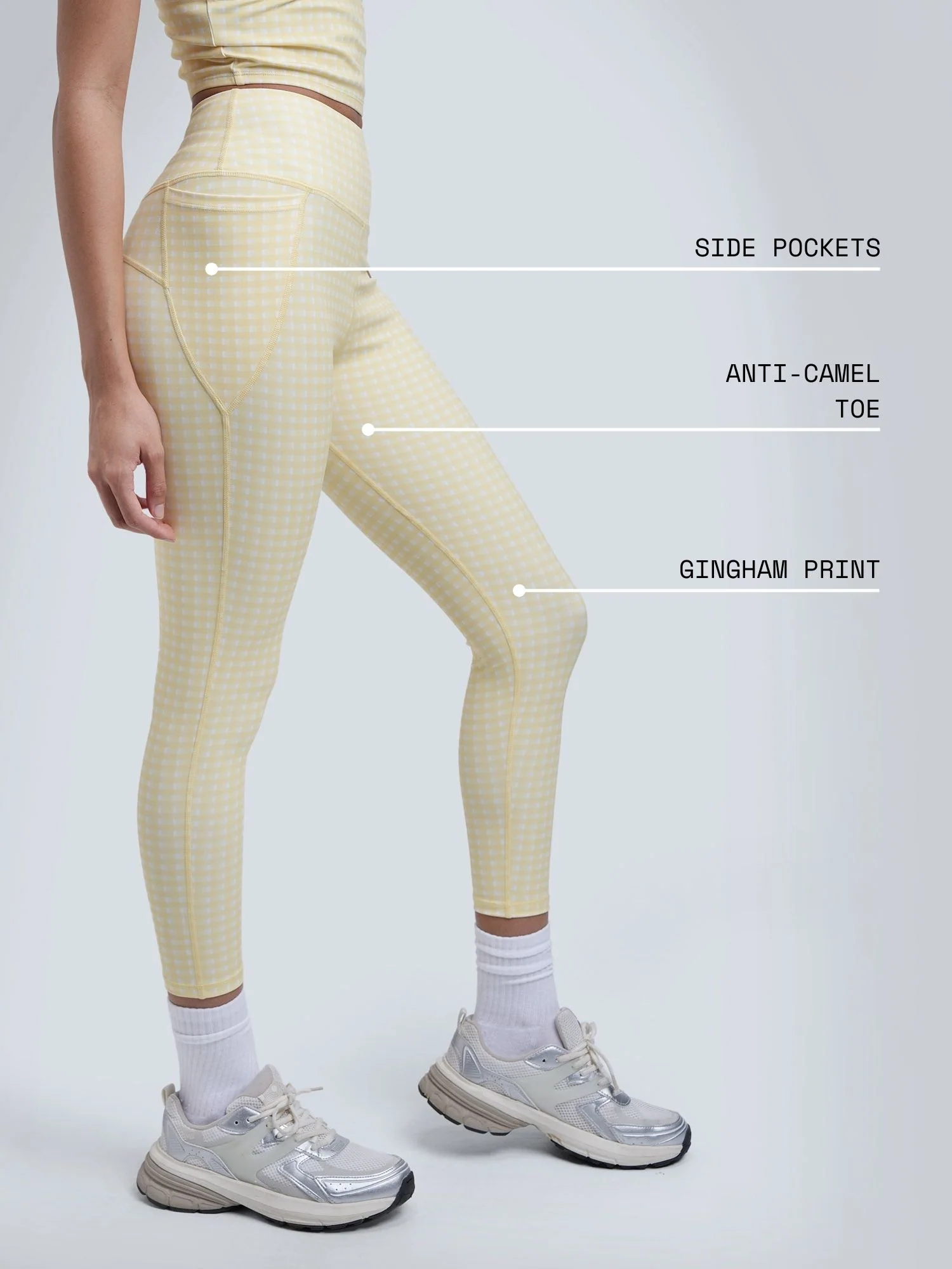 Butter Yellow Gingham Sculpt Core Leggings - Image 4