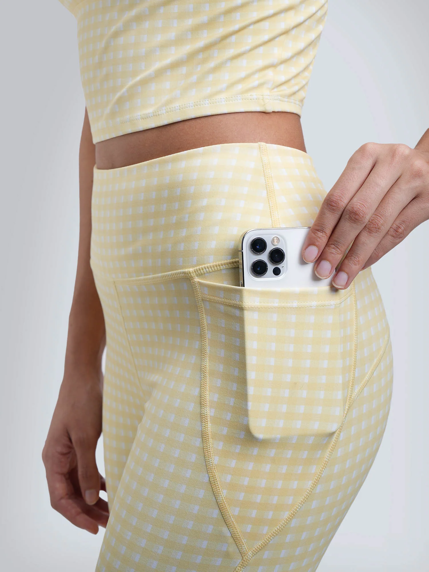 Butter Yellow Gingham Sculpt Core Leggings - Image 6