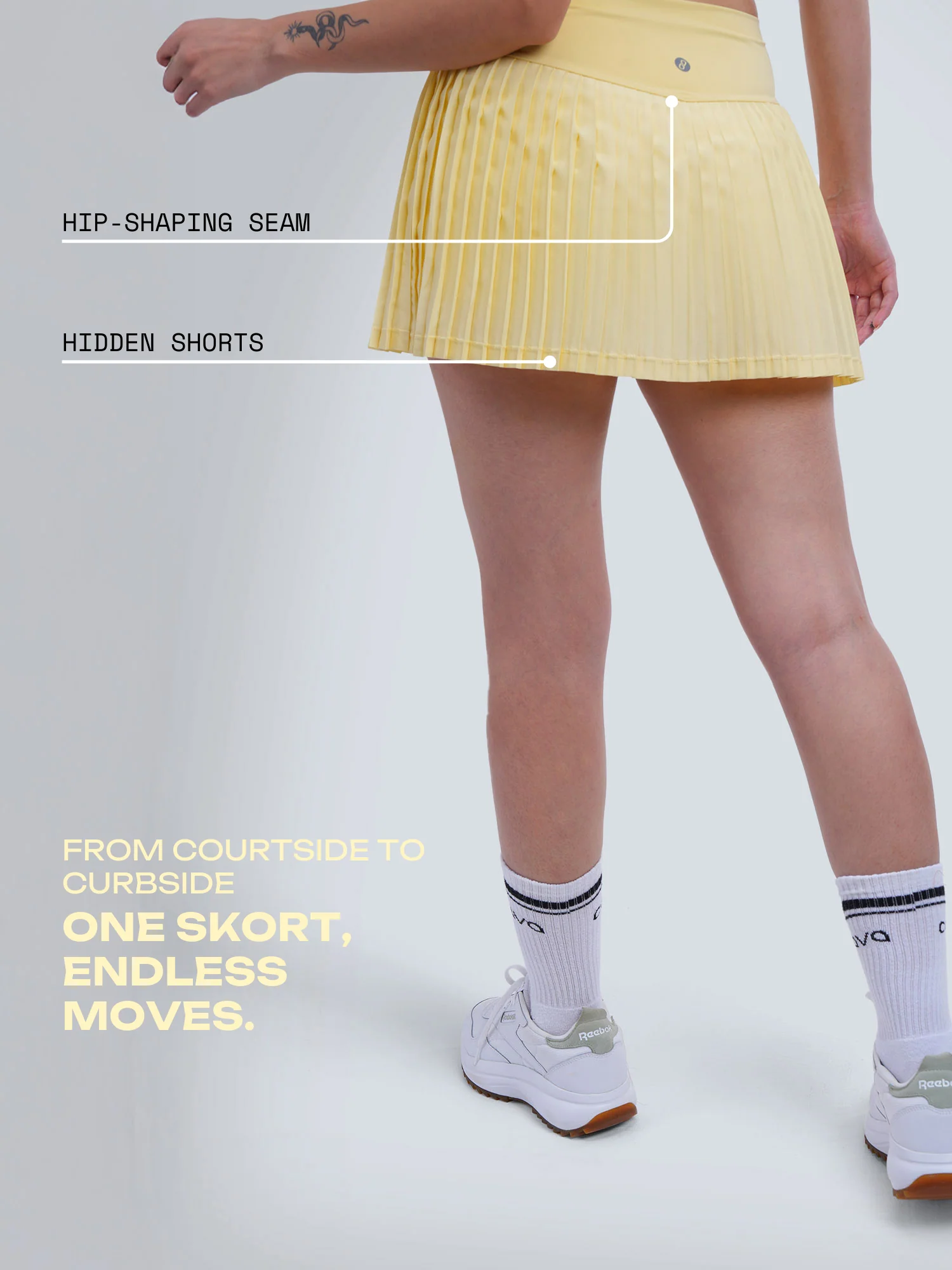 Butter Yellow Plie Pleated Skort - Image 3