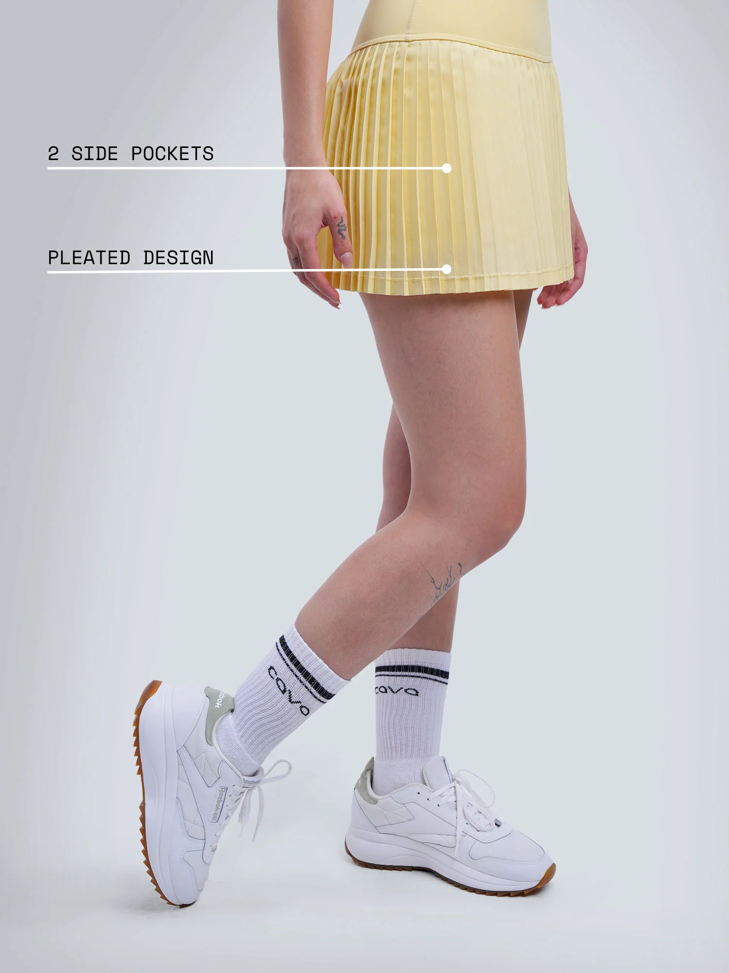 Butter Yellow Plie Pleated Skort - Image 4