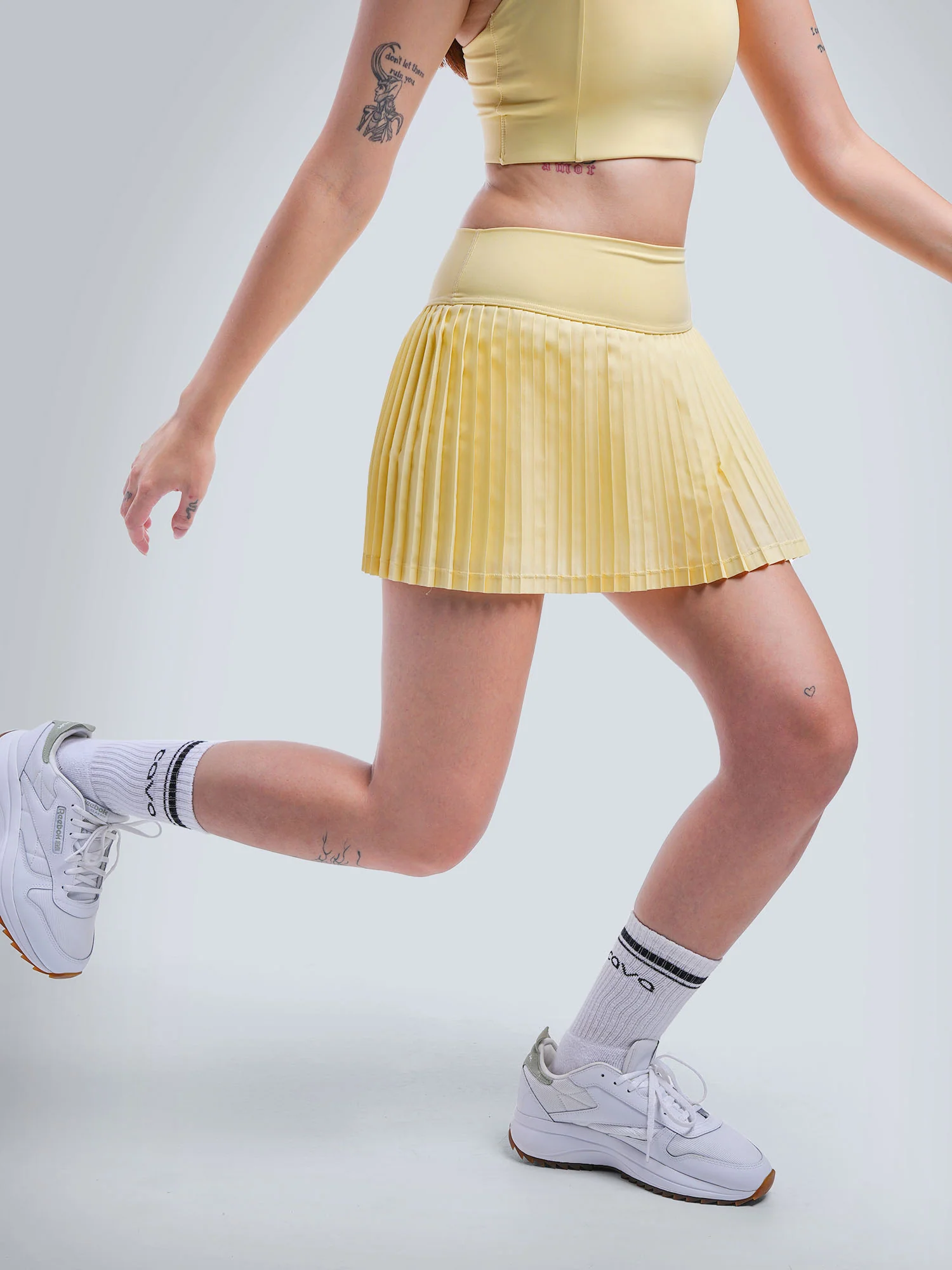 Butter Yellow Plie Pleated Skort - Image 5