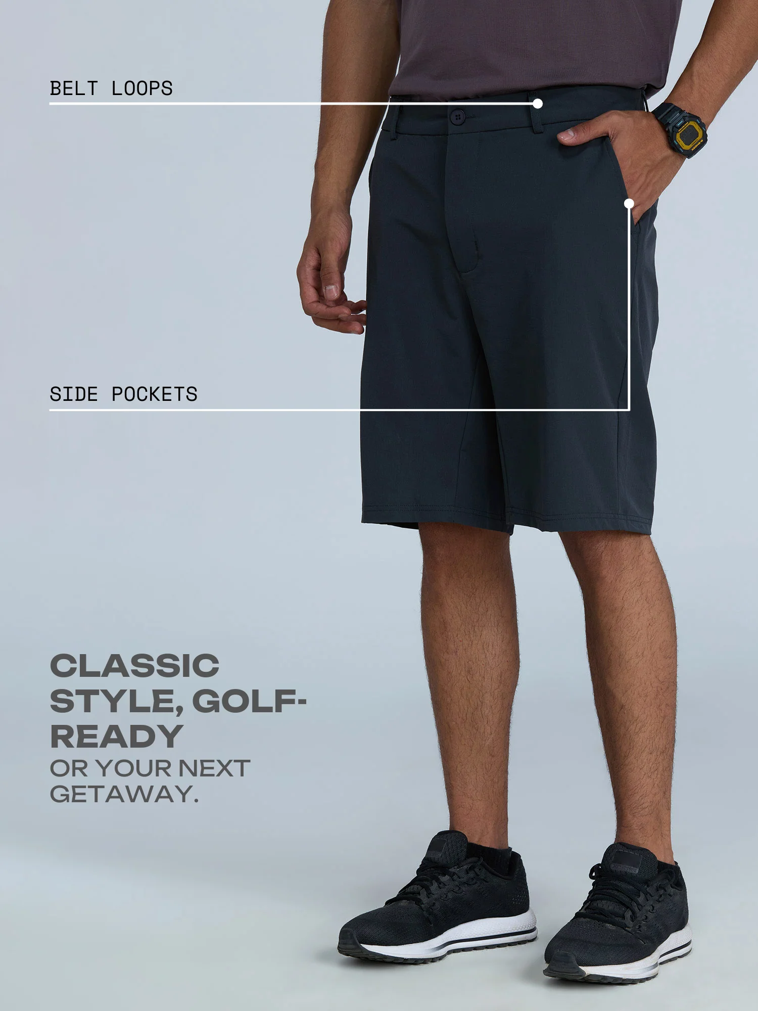 Charcoal Stride Golf Shorts - Image 3