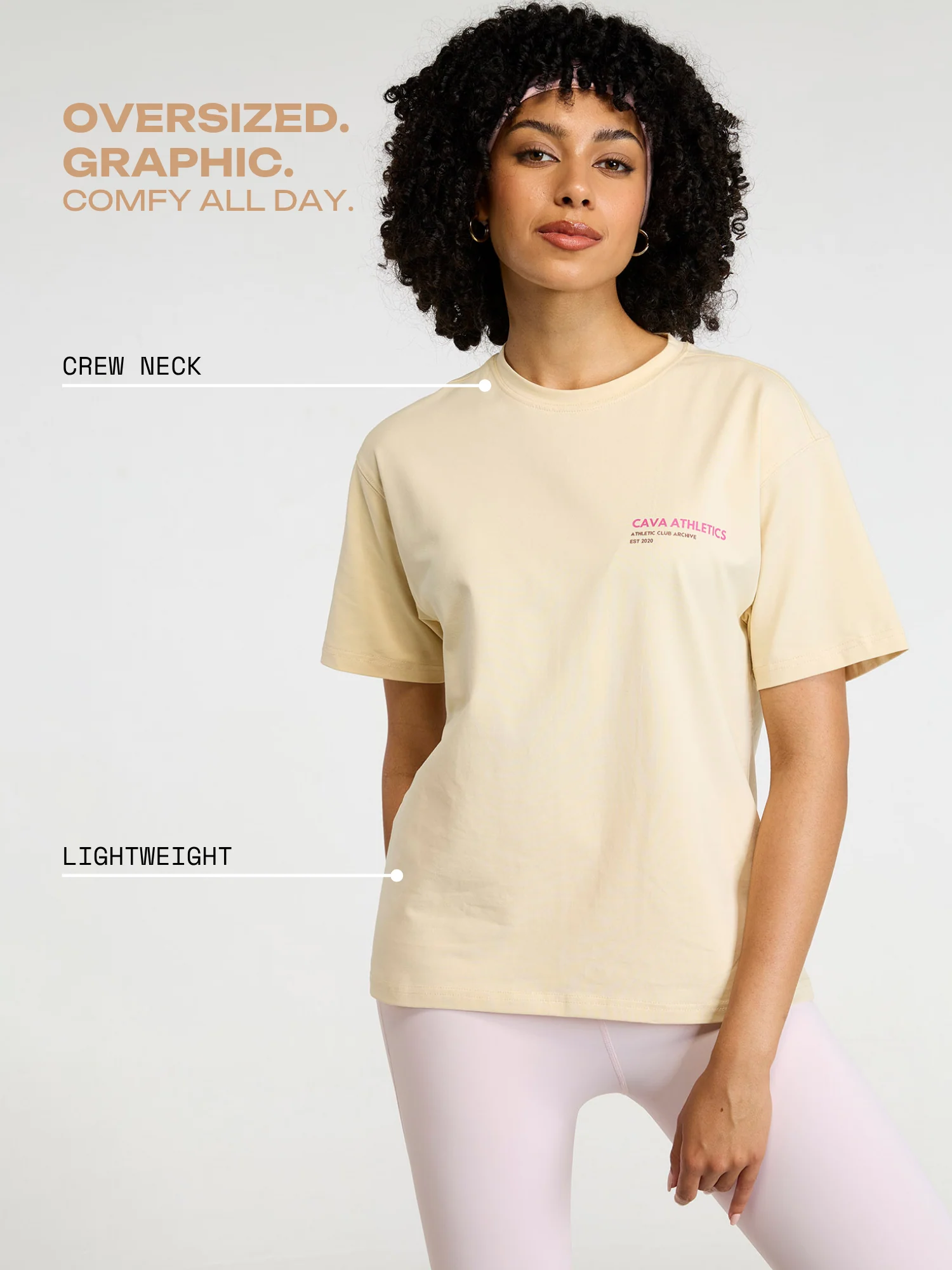 Cream Serve Side Oversized Printed Tee - Women - Image 3