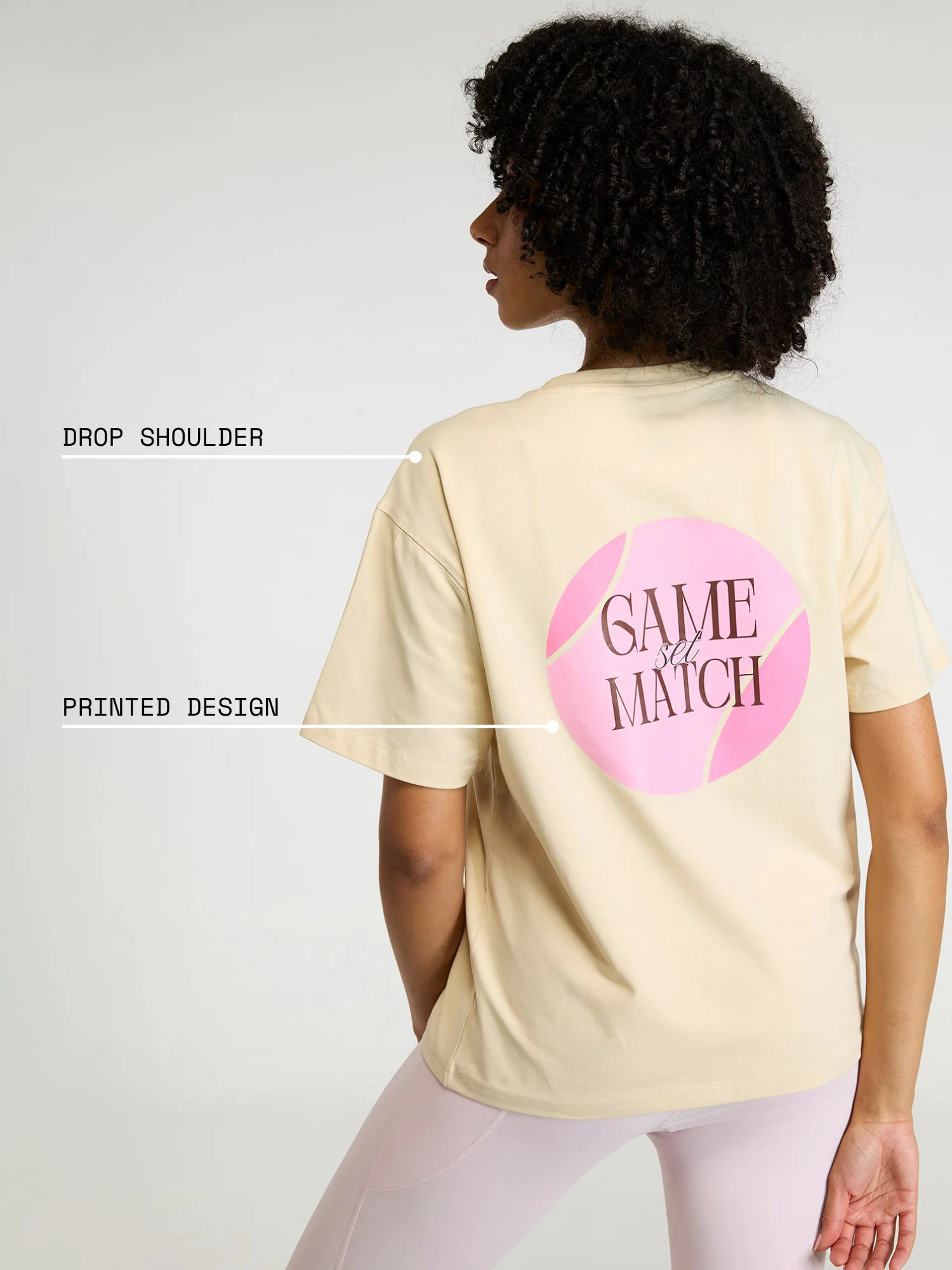 Cream Serve Side Oversized Printed Tee - Women - Image 4